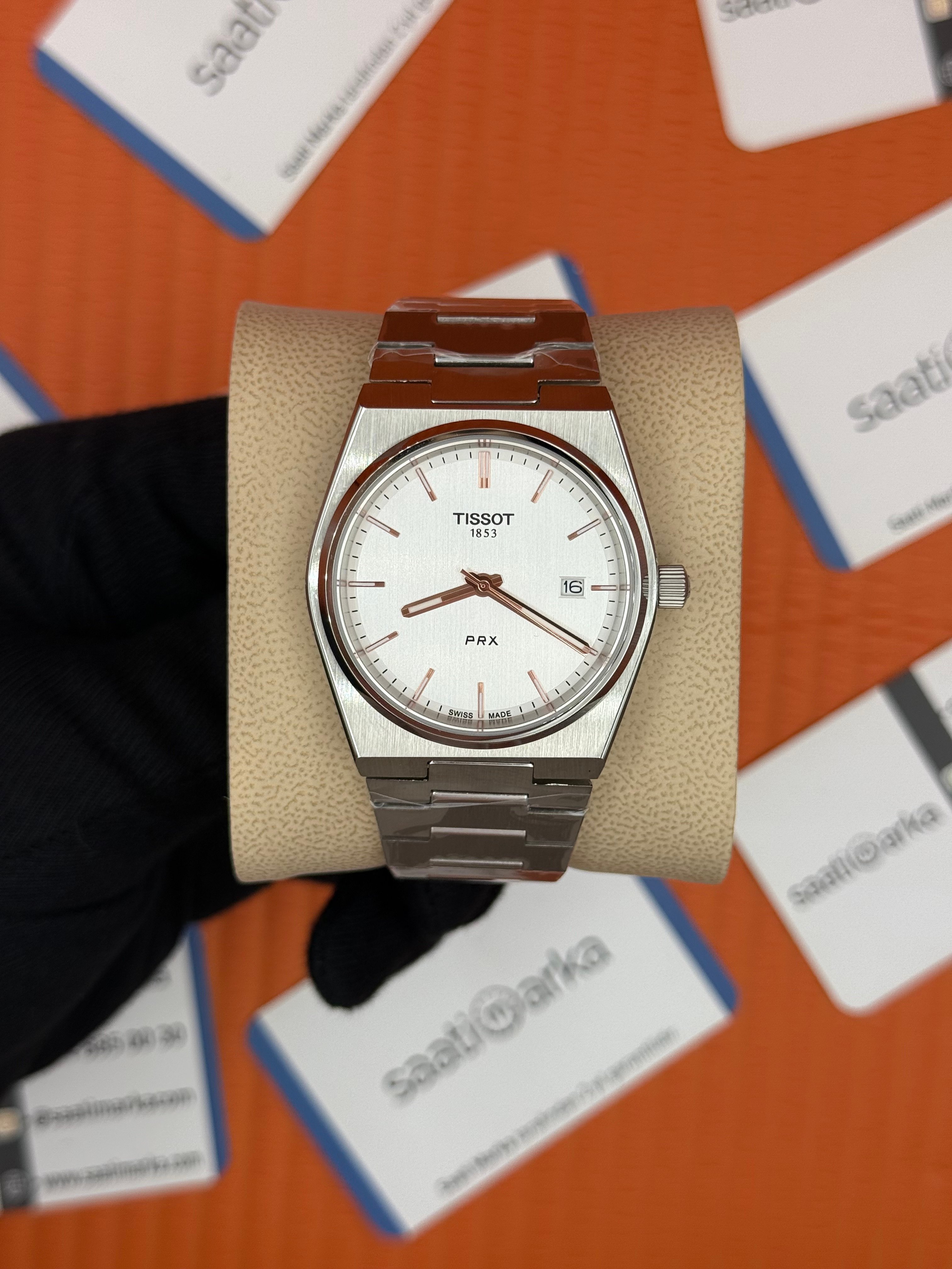 TISSOT PRX 40MM beyaz kadran silver kasa kordon erkek kol saati