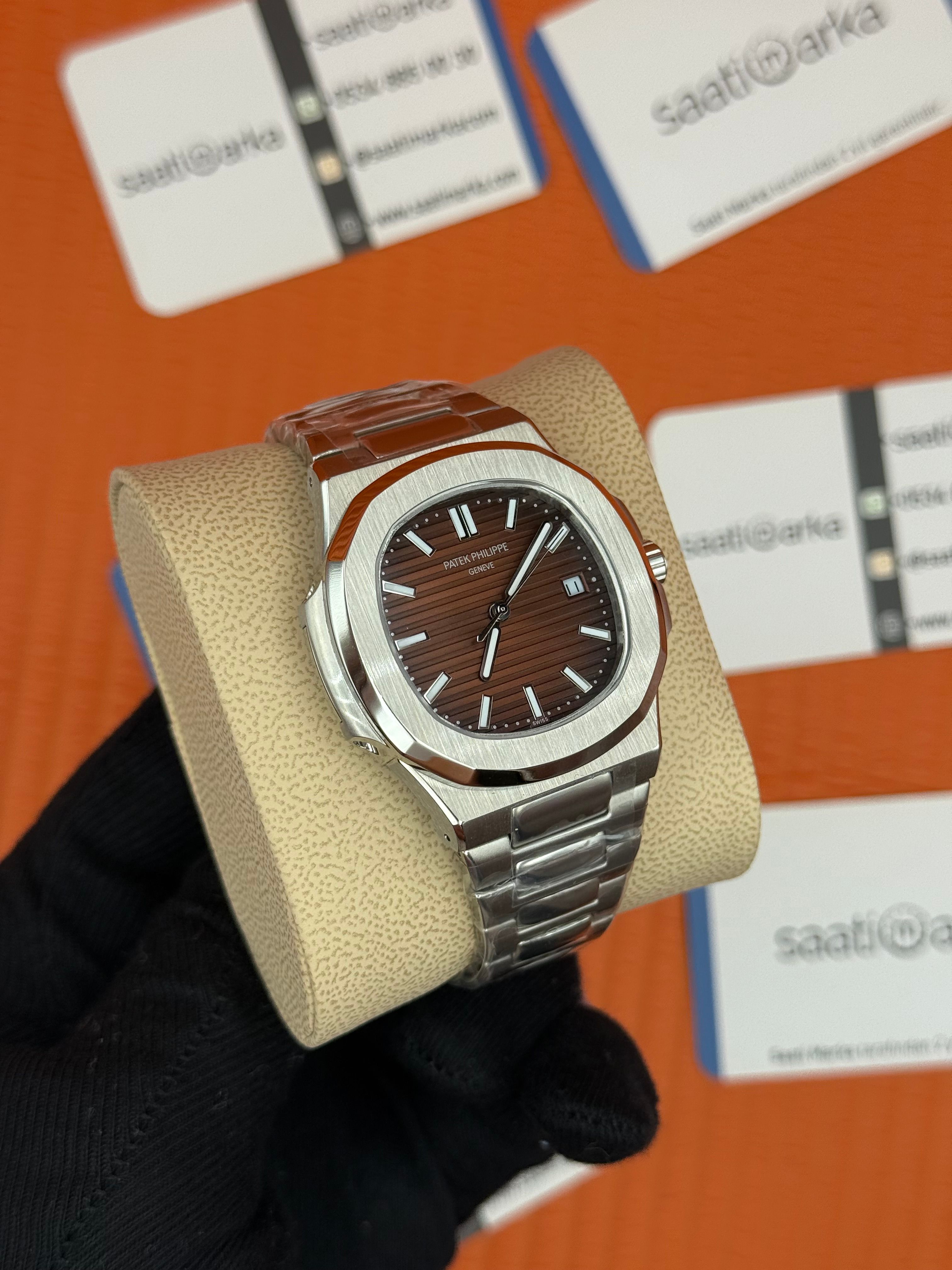 PATEK PHILIPPE nautilus kahverengi kadran silver kasa kordon