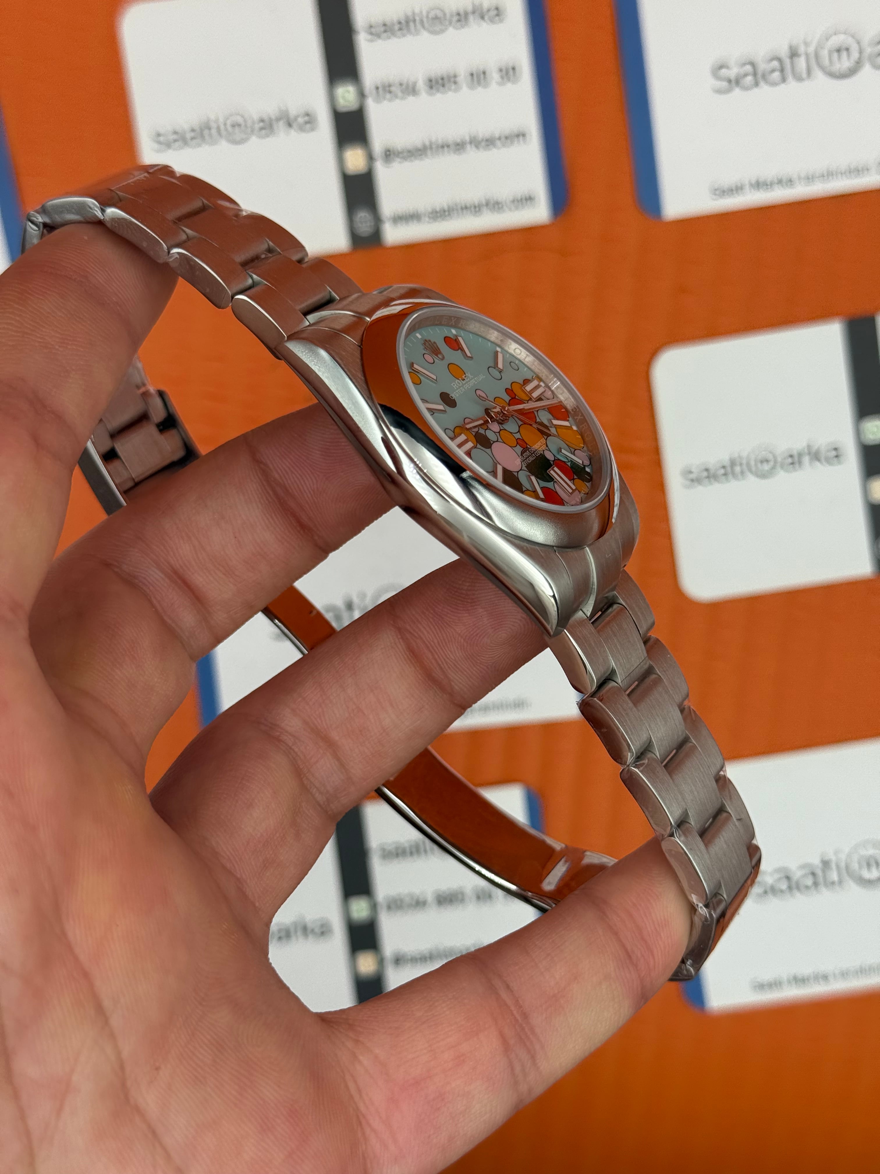 ROLEX oyster perpetual celebration kadran silver kasa kordon erkek kol saati