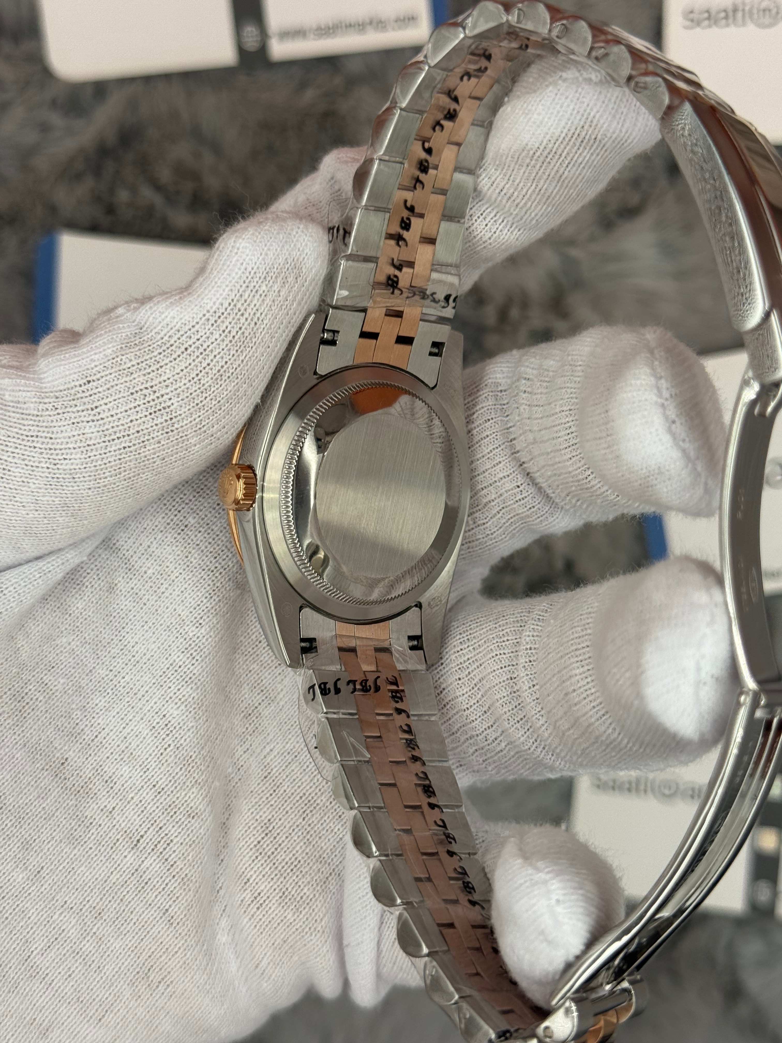 ROLEX Datejust 36mm siyah kadran taşlı bezel rose silver jubilee kordon