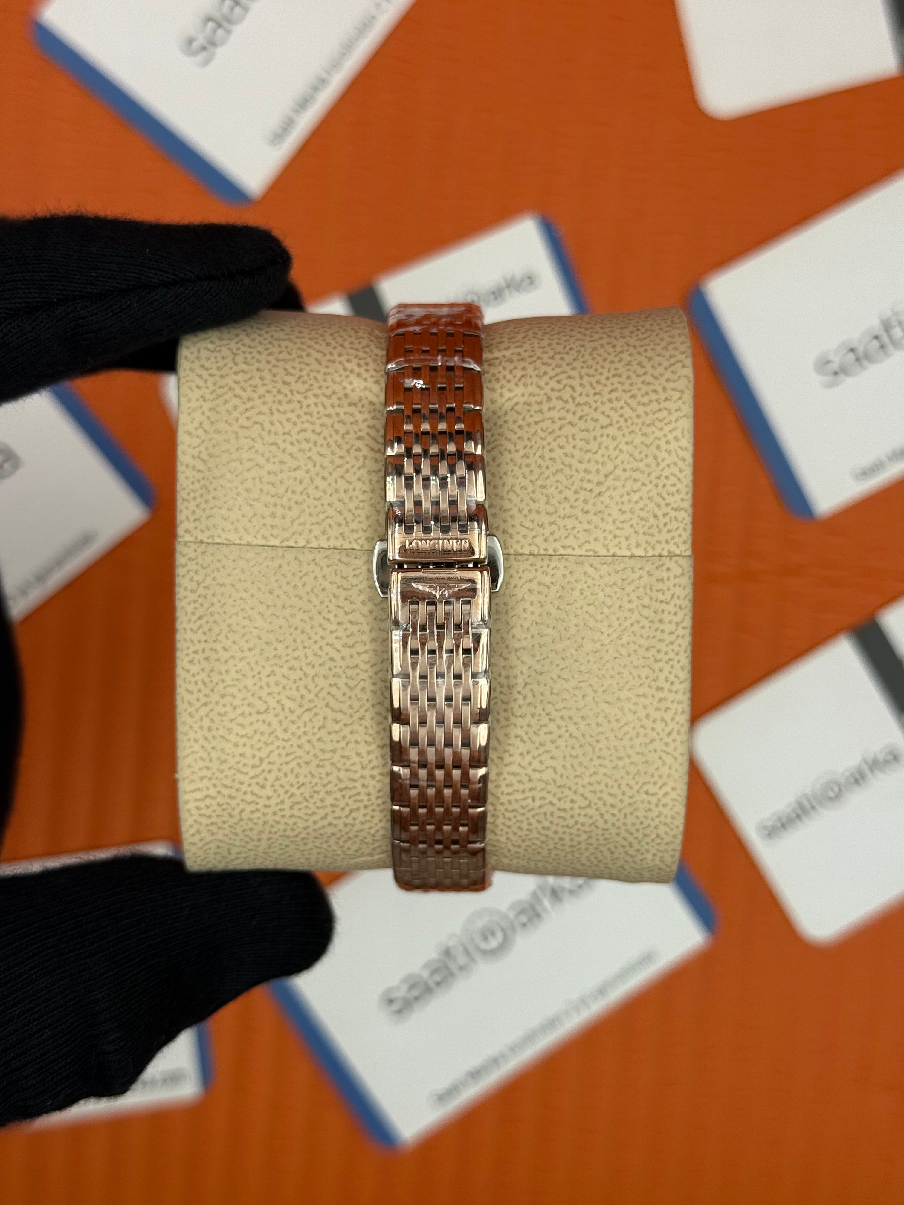 LONGINES L45121978 beyaz baget taşlı kadran  rose kasa kordon