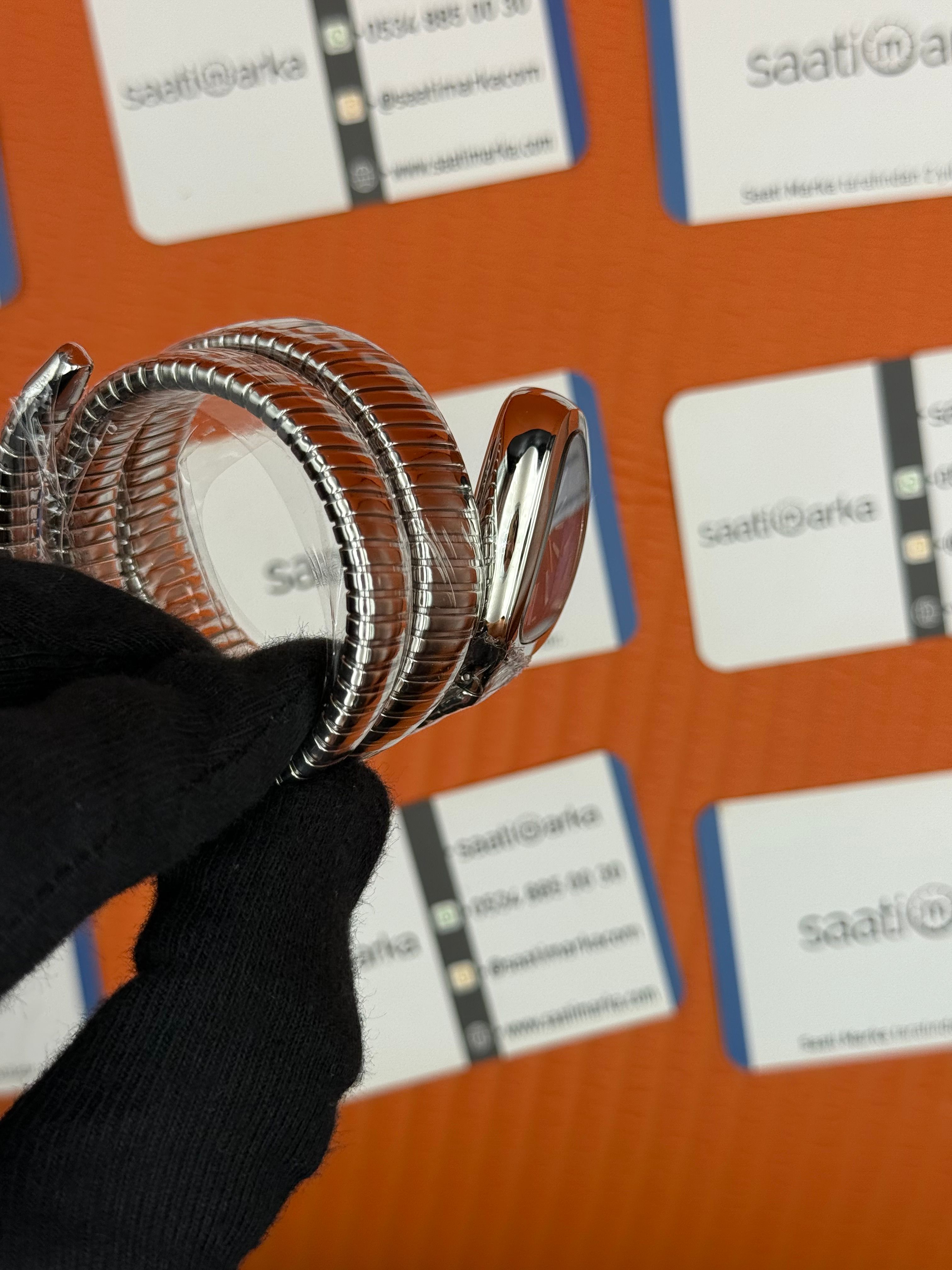 BVLGARİ serpenti çift sarma silver kordon mavi kadran kadın kol saati