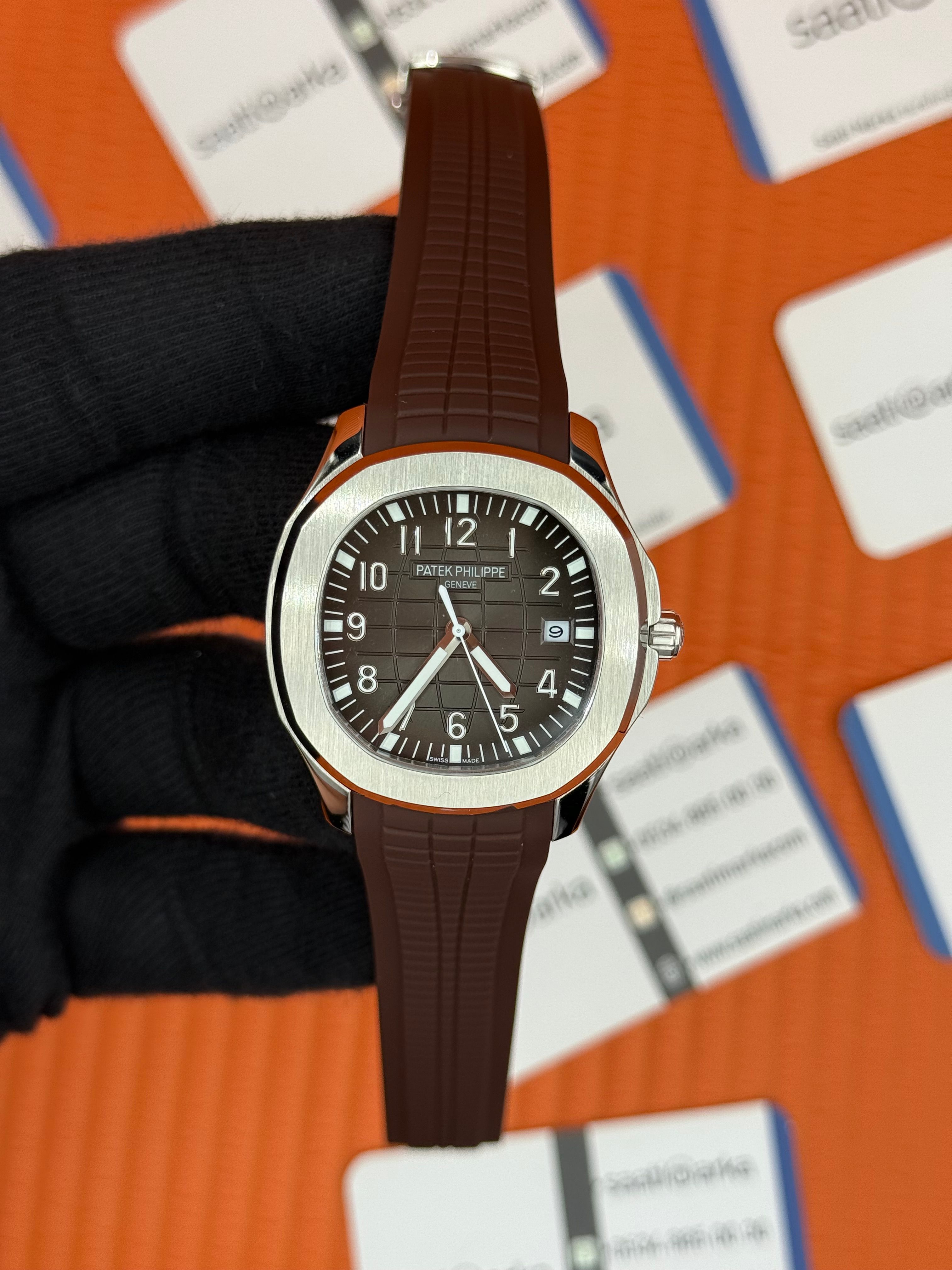 PATEK PHILIPPE AQUANAUT GRİ KADRAN SİLVER KASA KAHVERENGİ KAUÇUK KORDON 