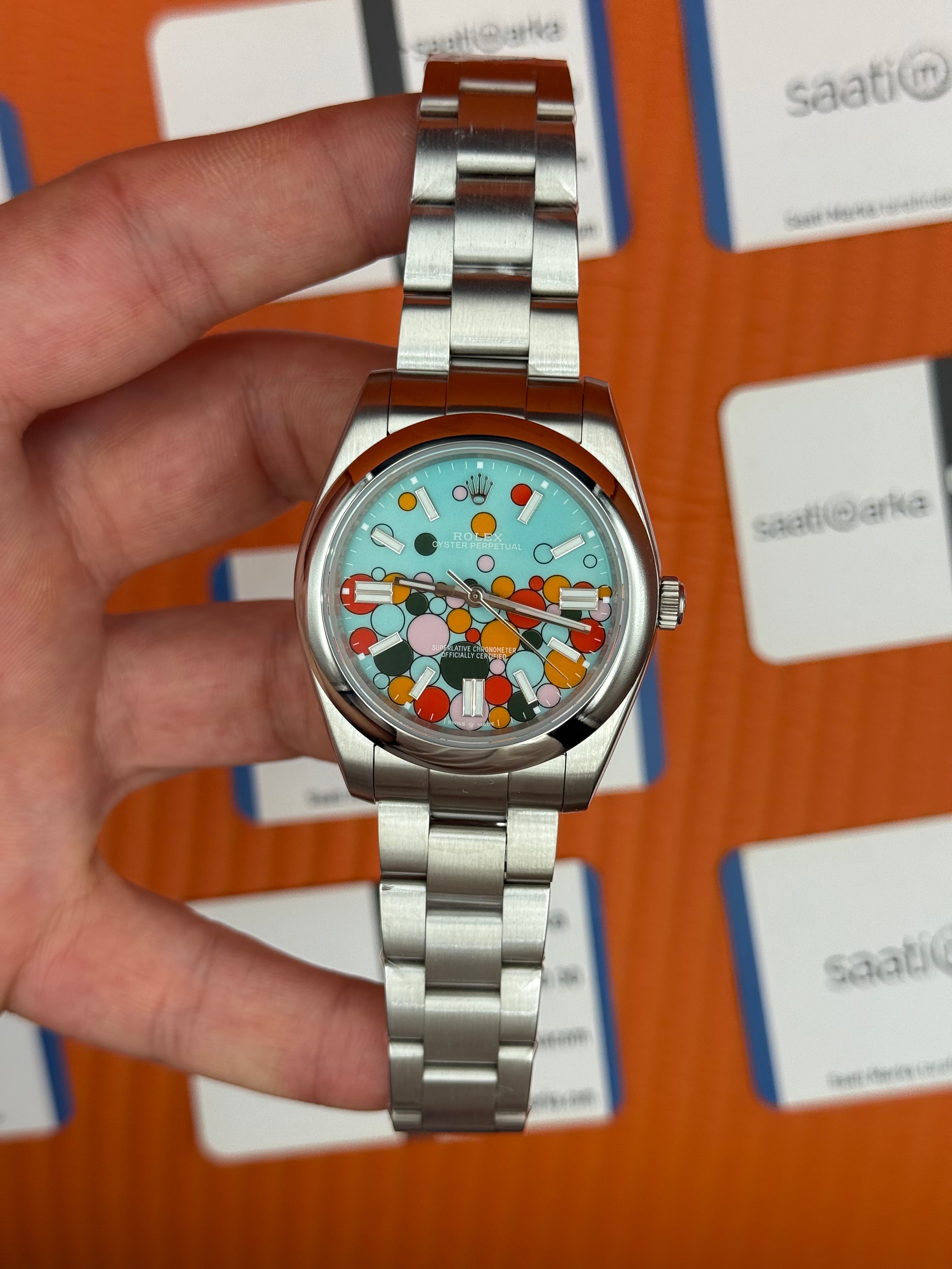 ROLEX oyster perpetual celebration kadran silver kasa kordon erkek kol saati