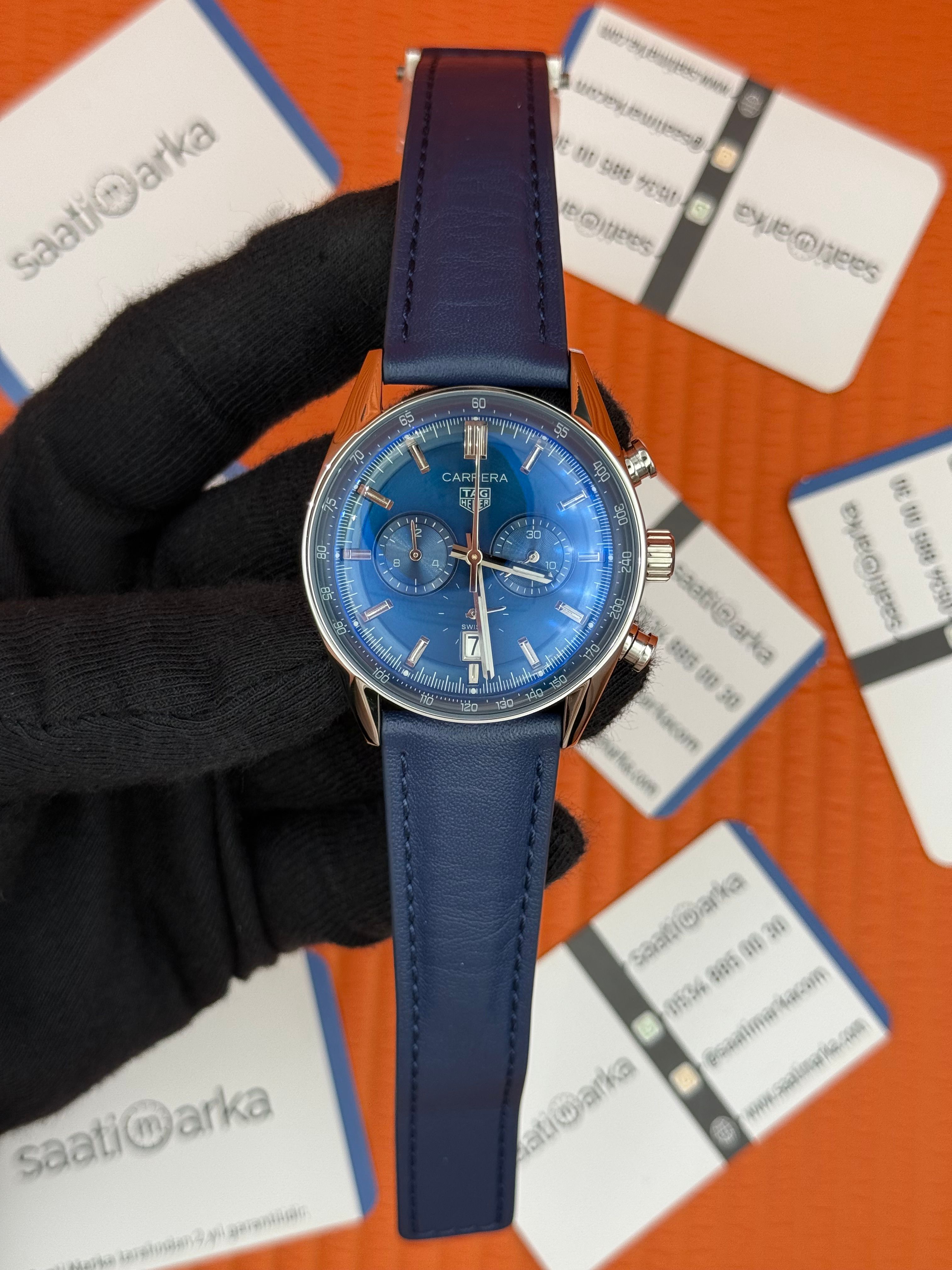 TAGHEUER CARRERA LACİVERT KORDON LACİVERT KADRAN GÜMÜŞ KASA 