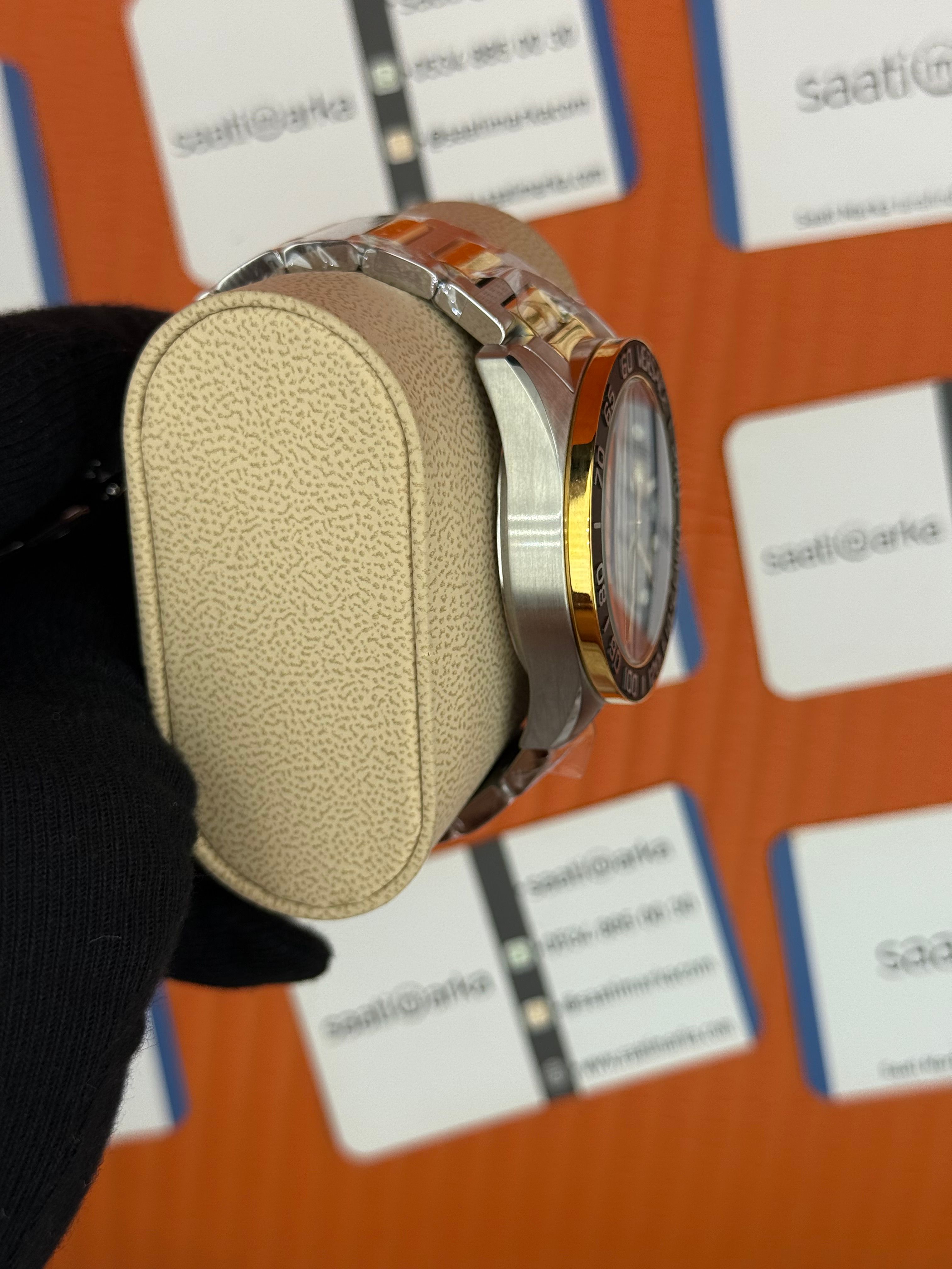VERSACE mavi kadran gold silver kasa kordon siyah bezel erkek kol saati