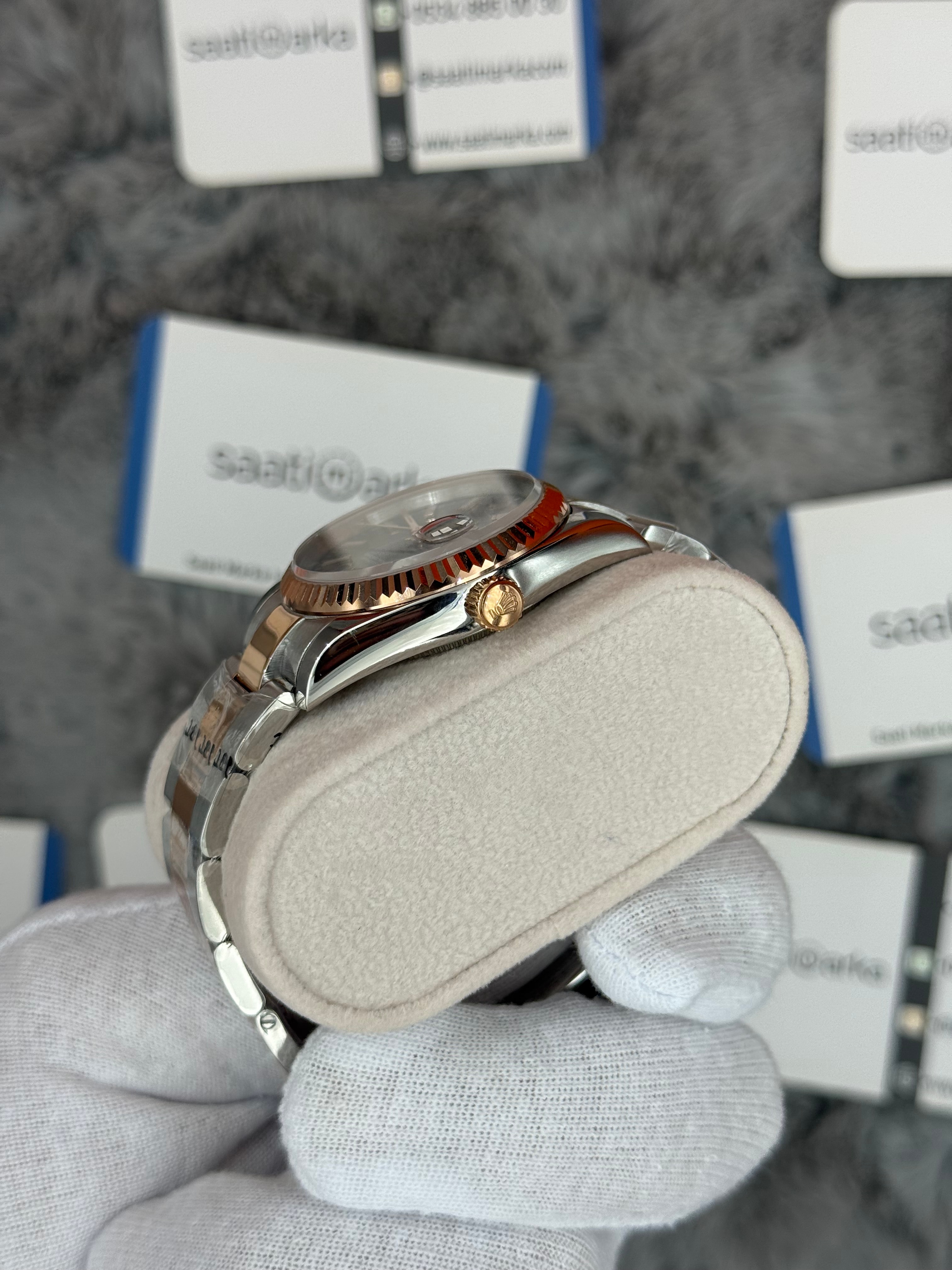 ROLEX Datejust 36mm gri kardan silver kasa rose silver oyster kordon 