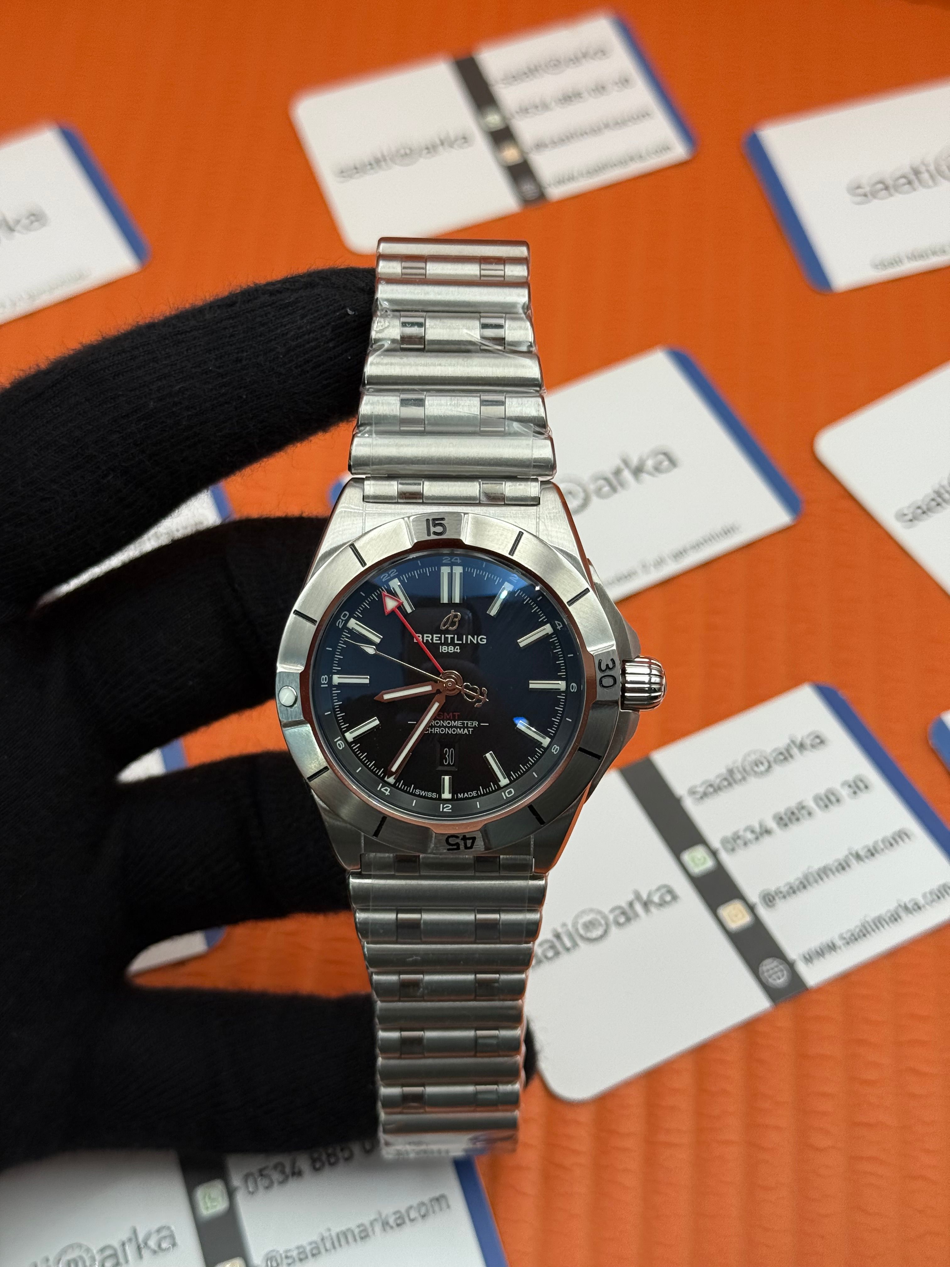 BREITLING GMT SİYAH KADRAN SİLVER KASA-KORDON