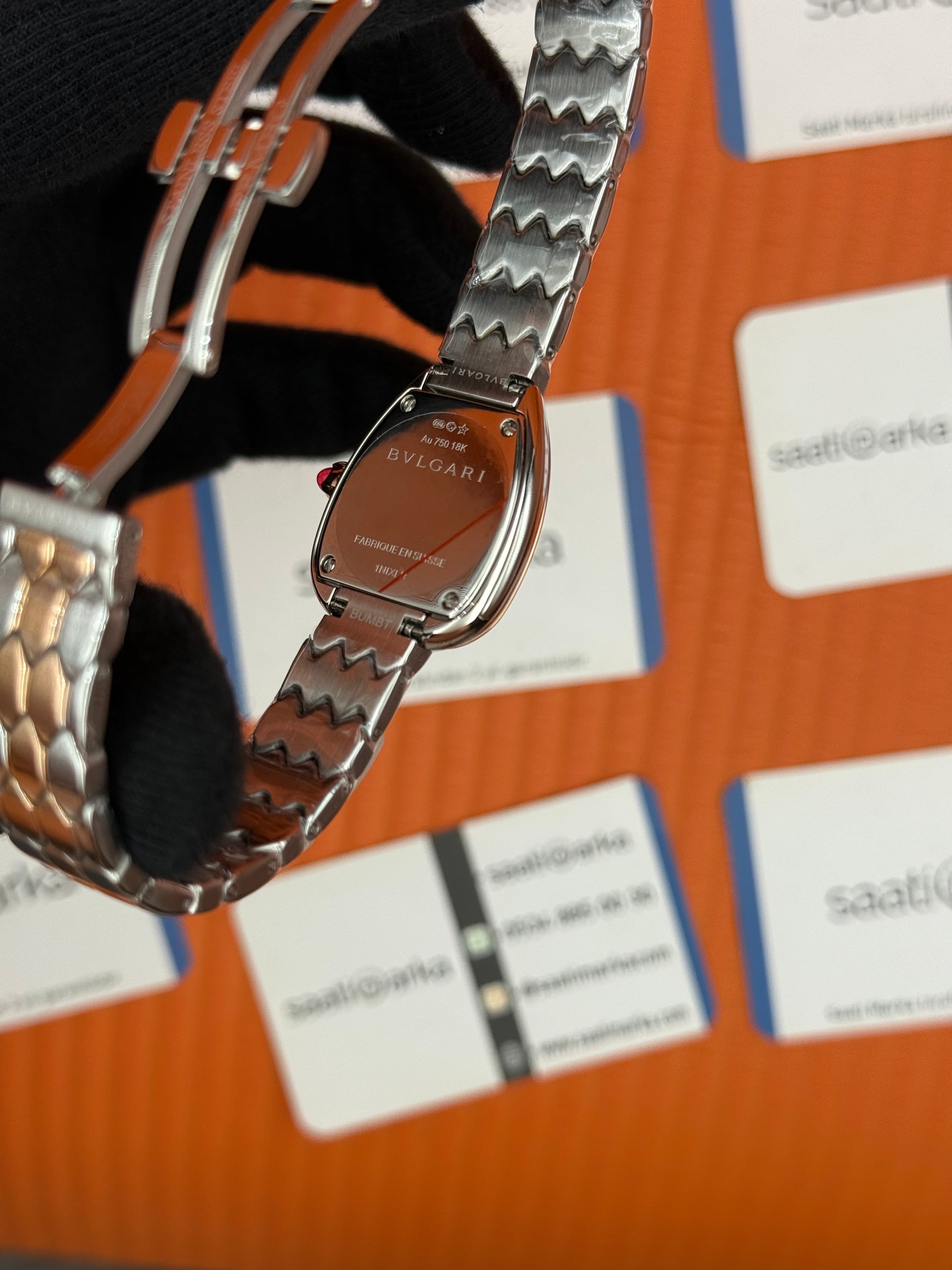 BVLGARİ serpenti seduttori taşlı bezel yeşil kadran rose kasa kordon kadın kol saati