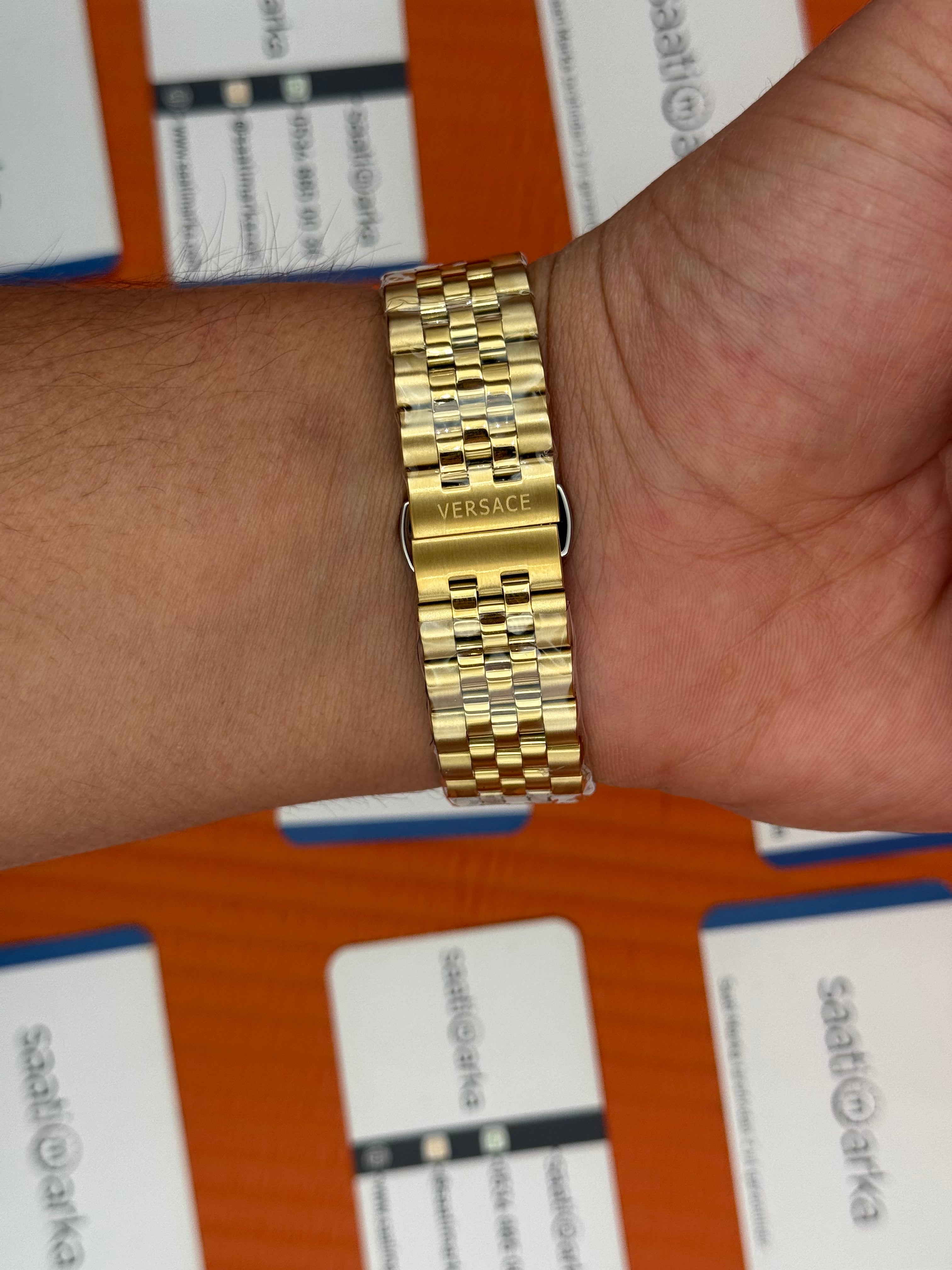 VERSACE lacivert kadran gold kasa kordon jubilee erkek kol saati