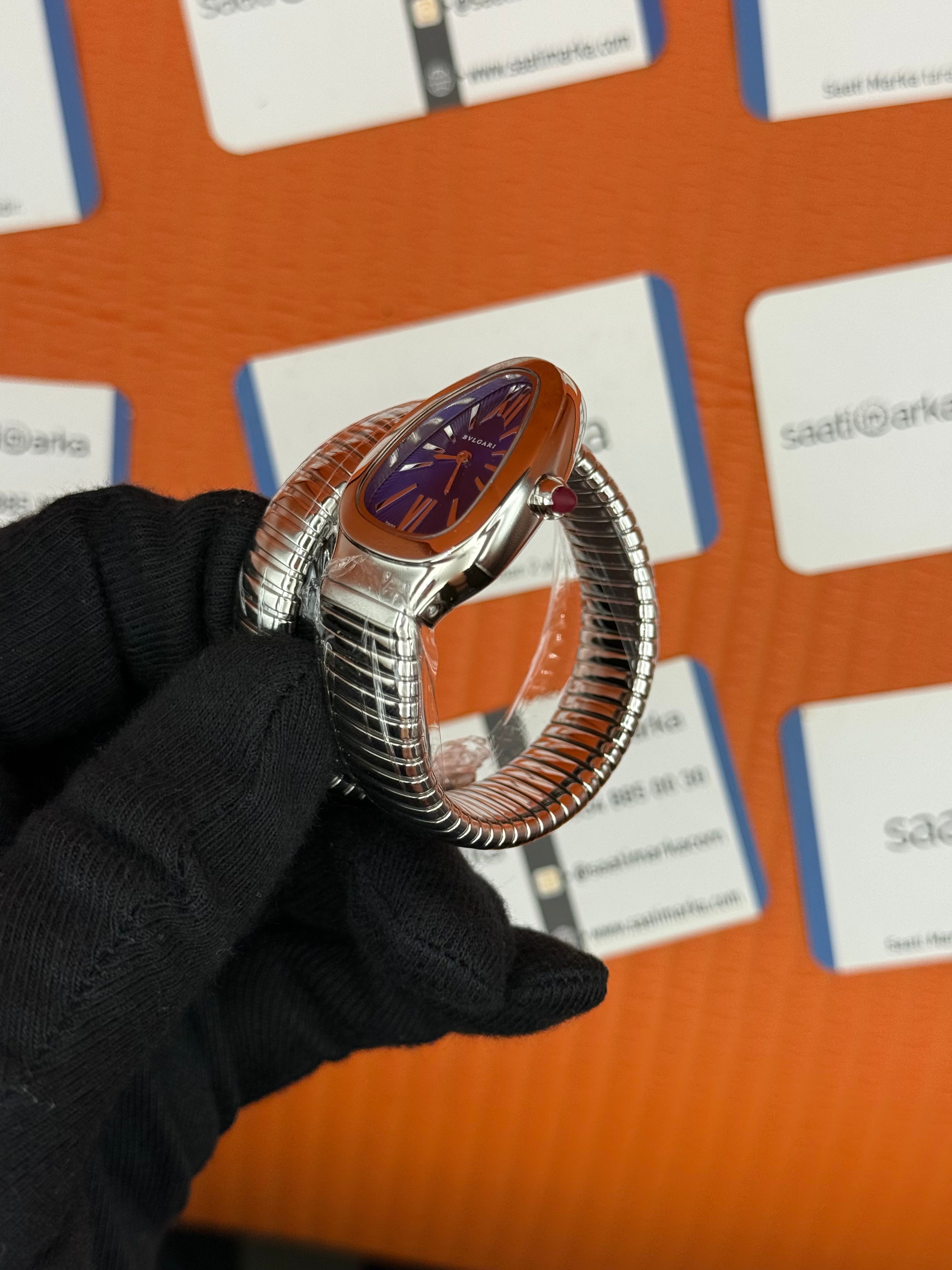 BVLGARİ serpenti tek sarma silver kordon mavi kadran kadın kol saati