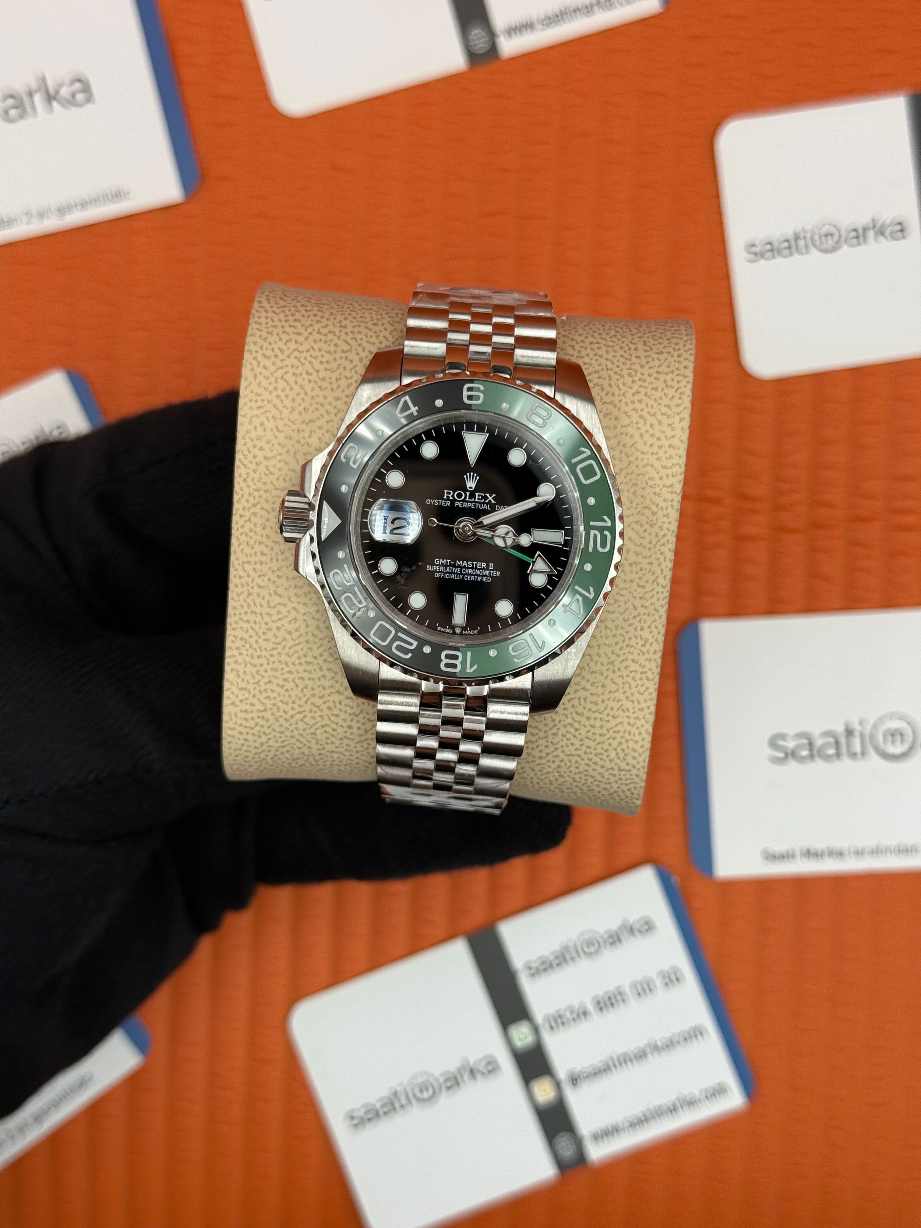 ROLEX Gmt Master Sprite black dial green black bezel jubilee 40mm