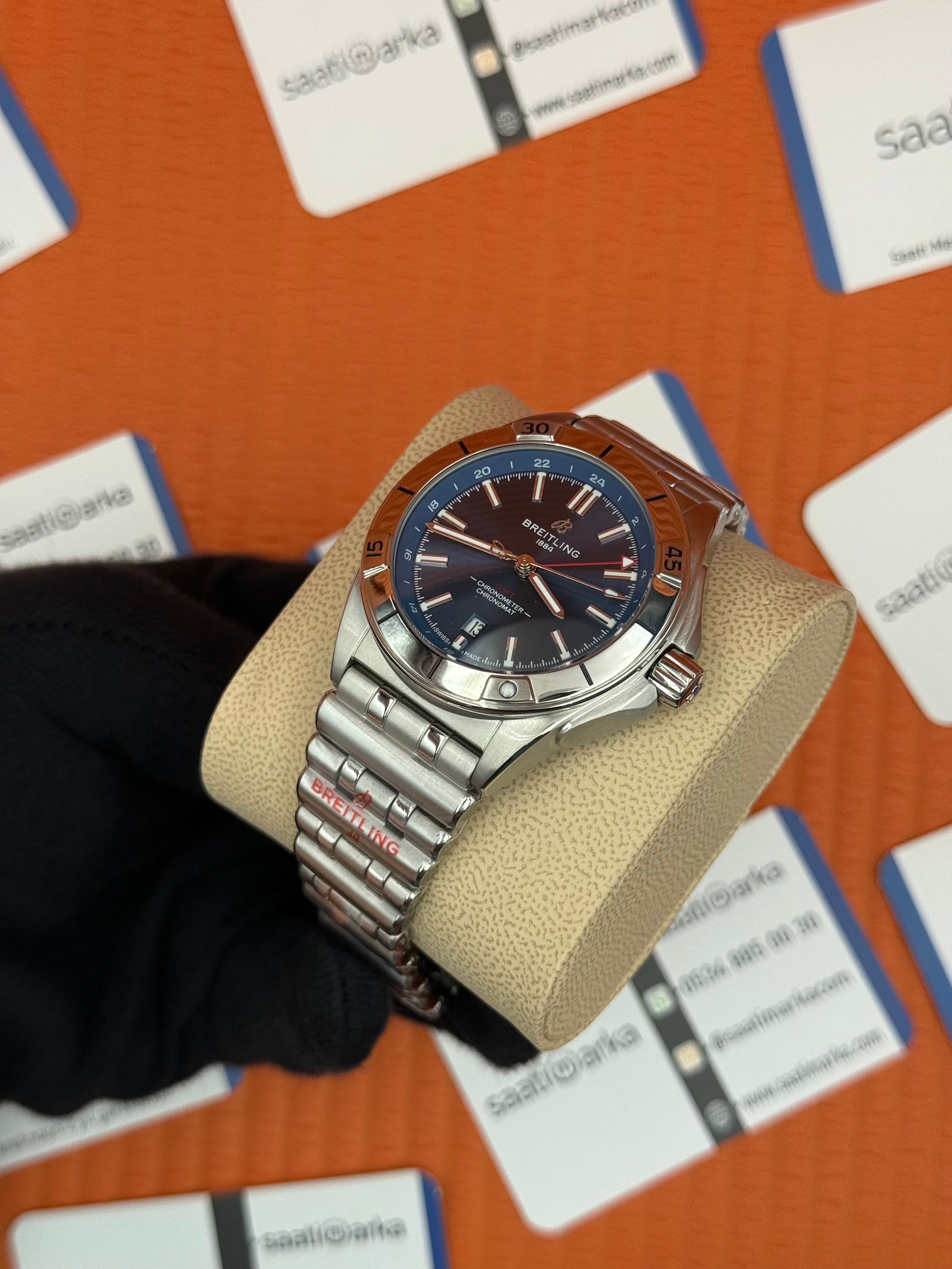 BREITLING GMT lacivert kadran silver kasa-kordon