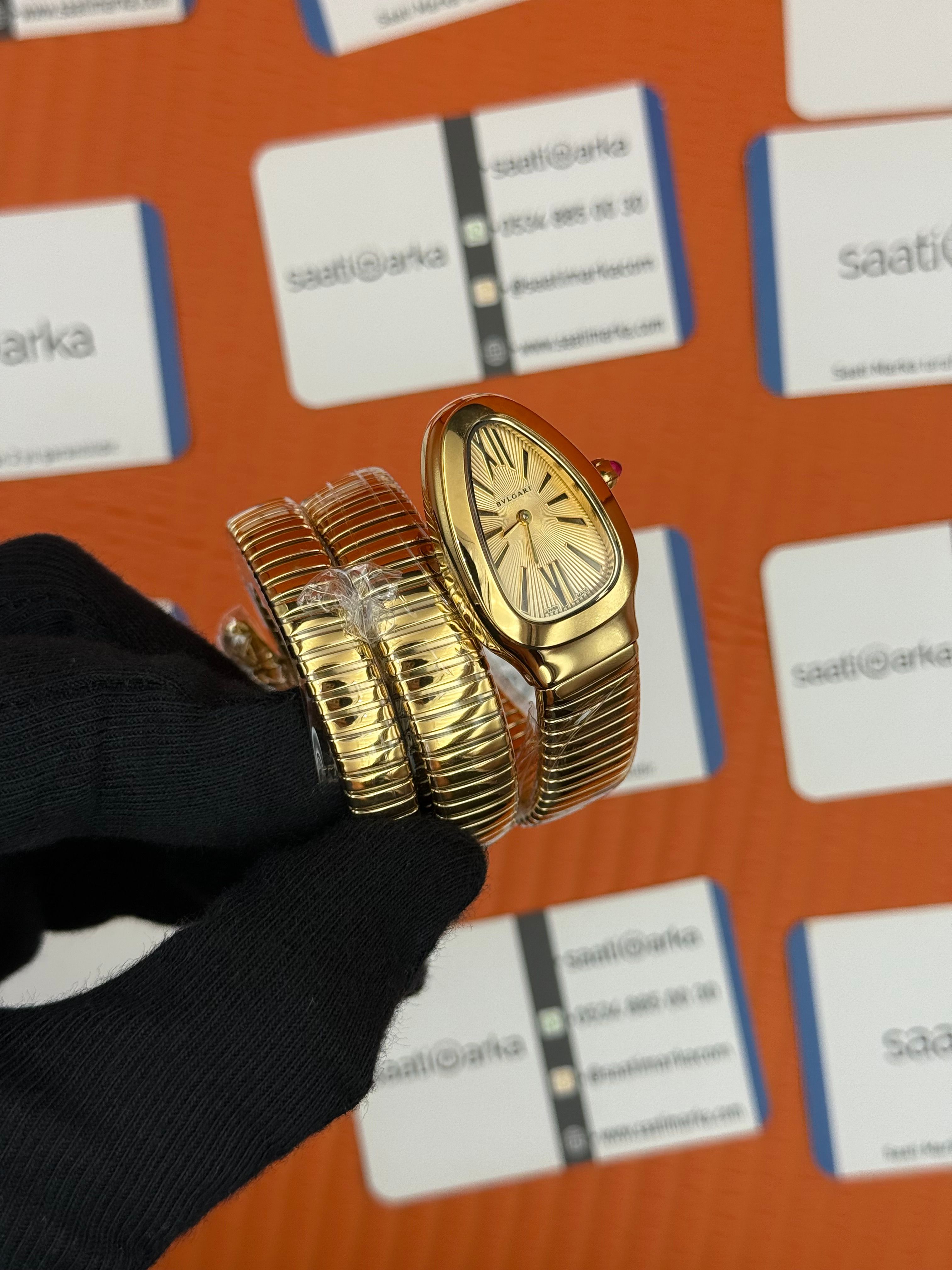 BVLGARİ serpenti çift sarma gold kordon şampanya kadran kadın kol saati