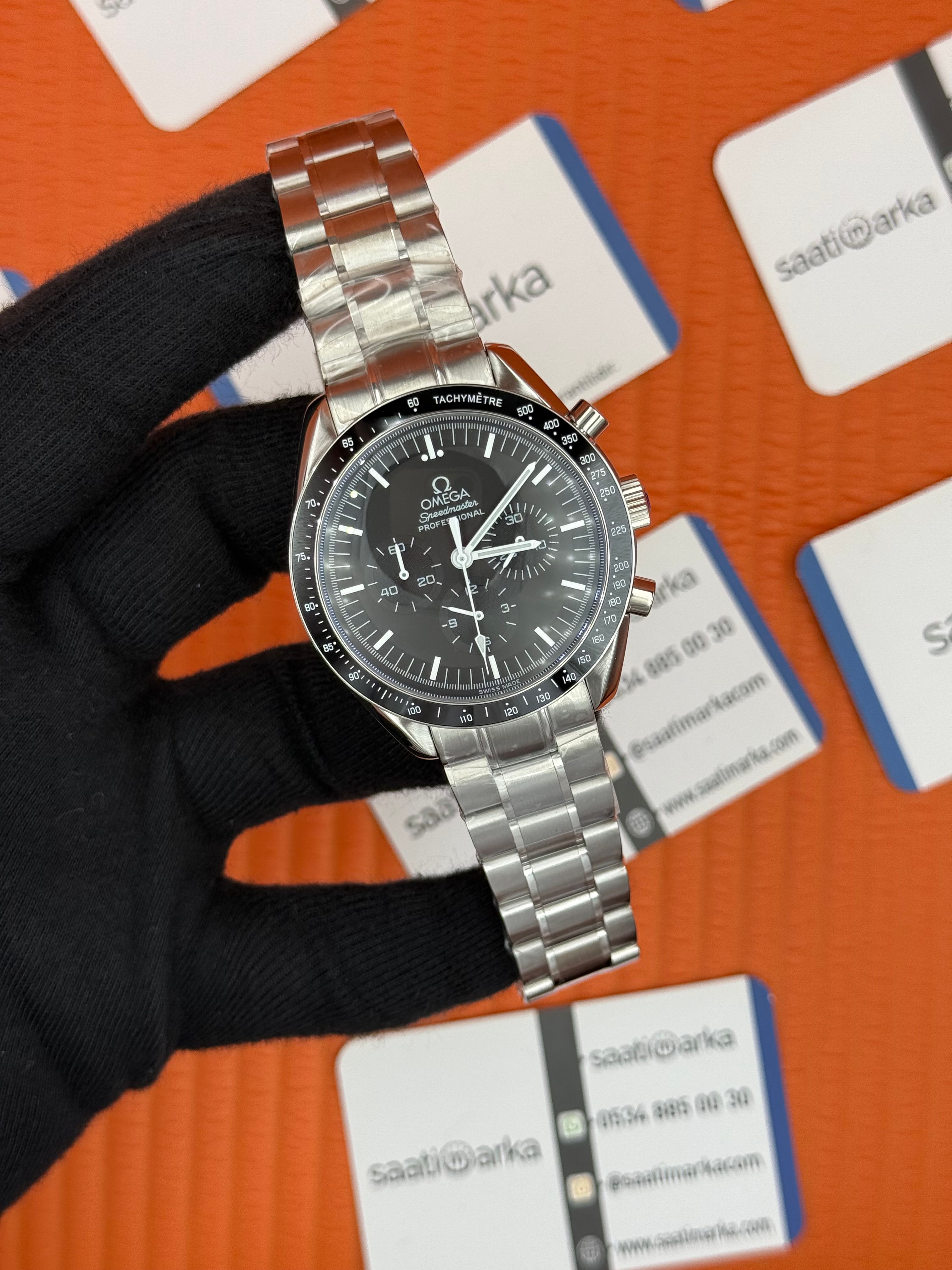 OMEGA SPEEDMASTER SİYAH KADRAN SİLVER KADRAN KORDON 