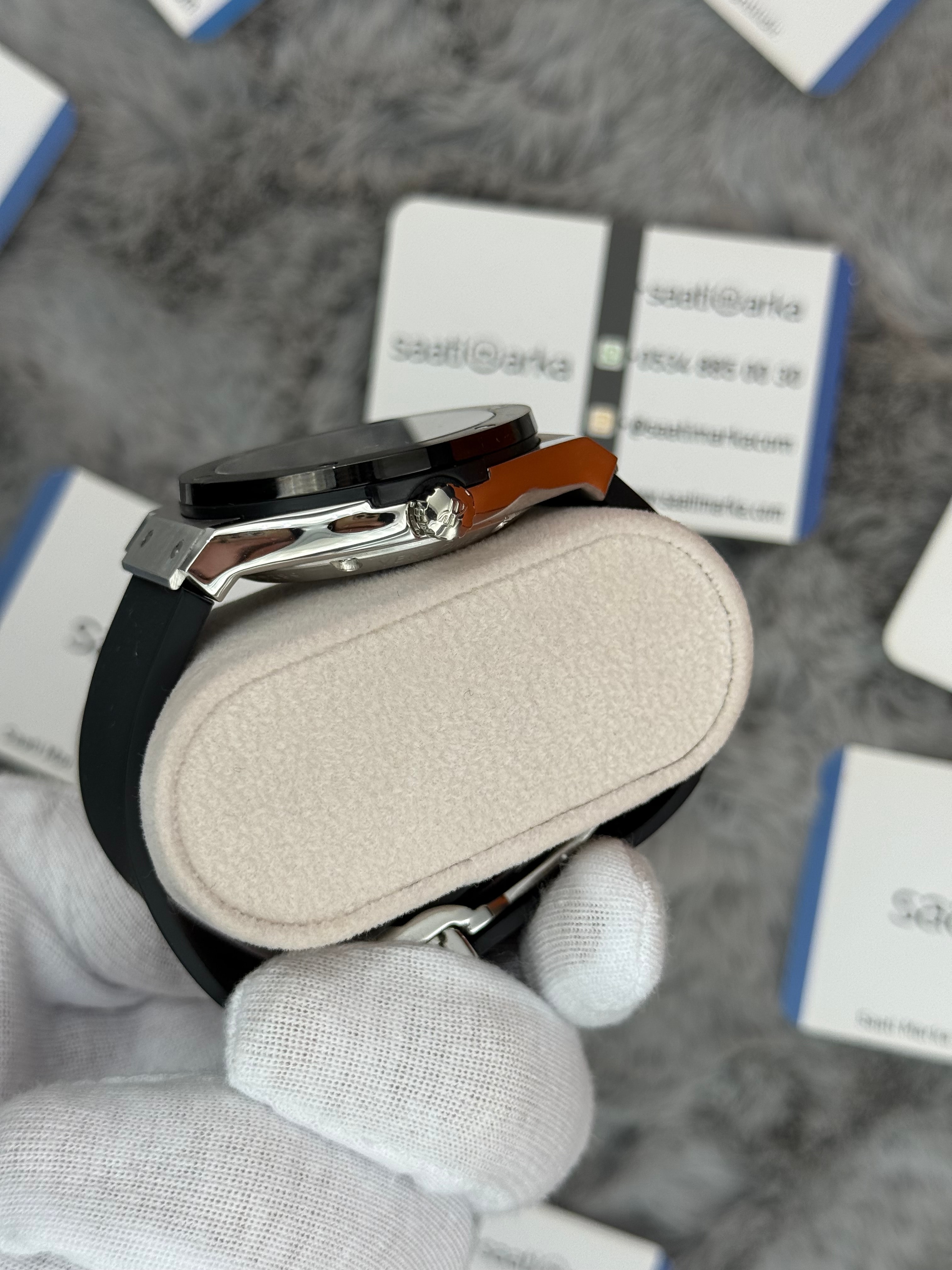 HUBLOT big bang tourbillon 41mm silver kasa siyah kauçuk kordon erkek kol saati