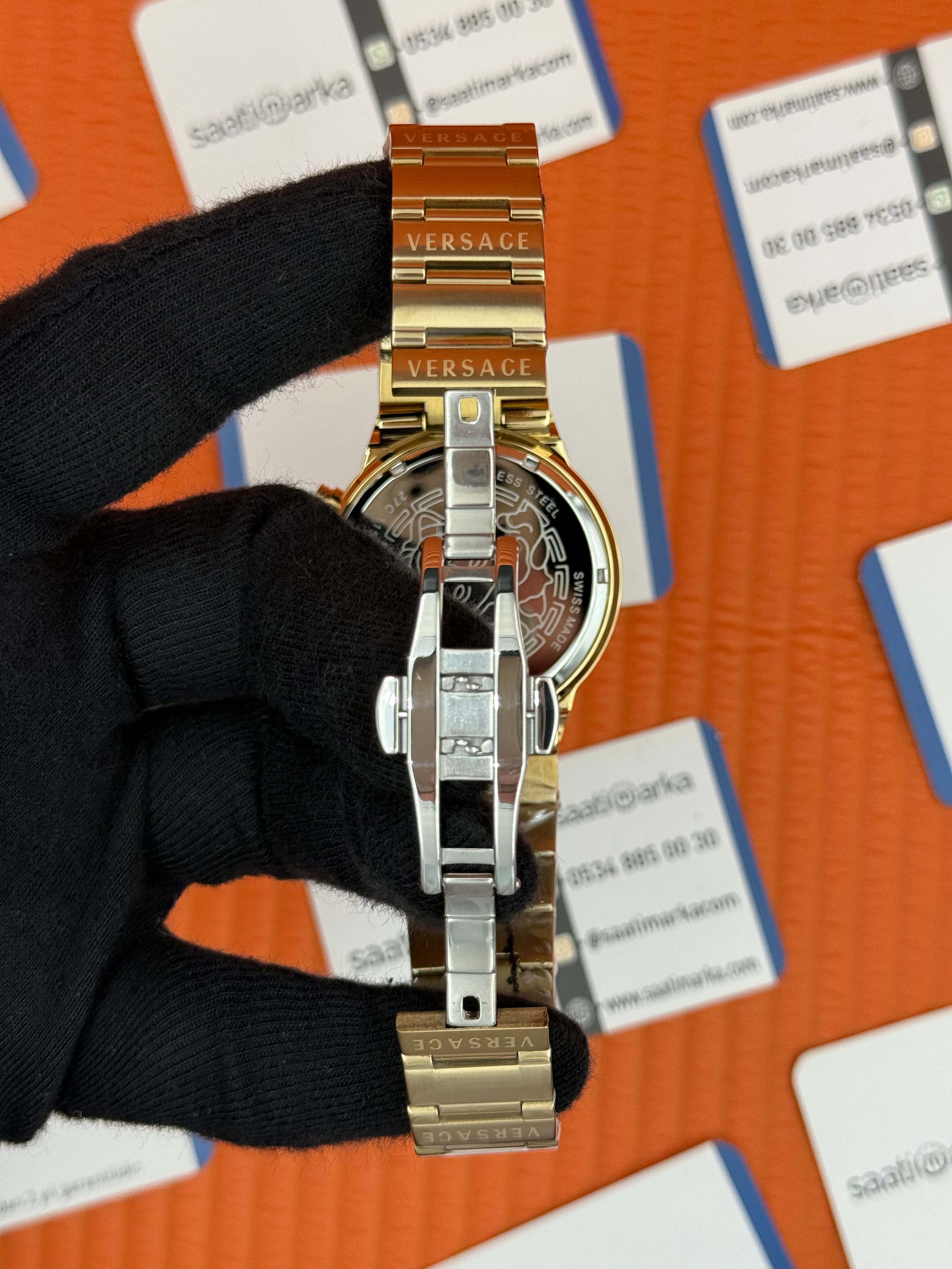 VERSACE ERKEK KOL SAATİ YEŞİL KADRAN GOLD KASA KORDON