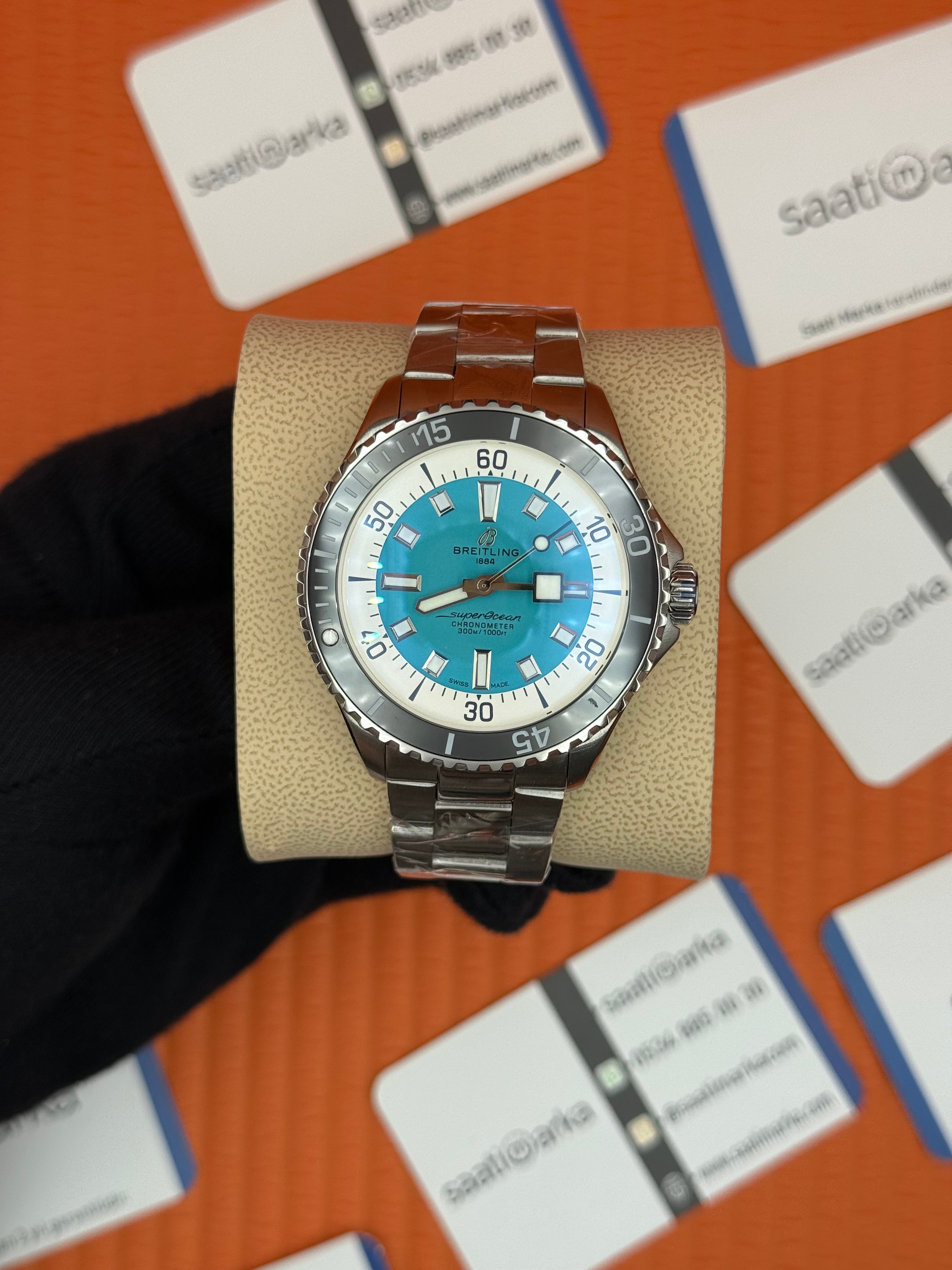 BREITLING Superocean çelik kasa kordon mavi kadran