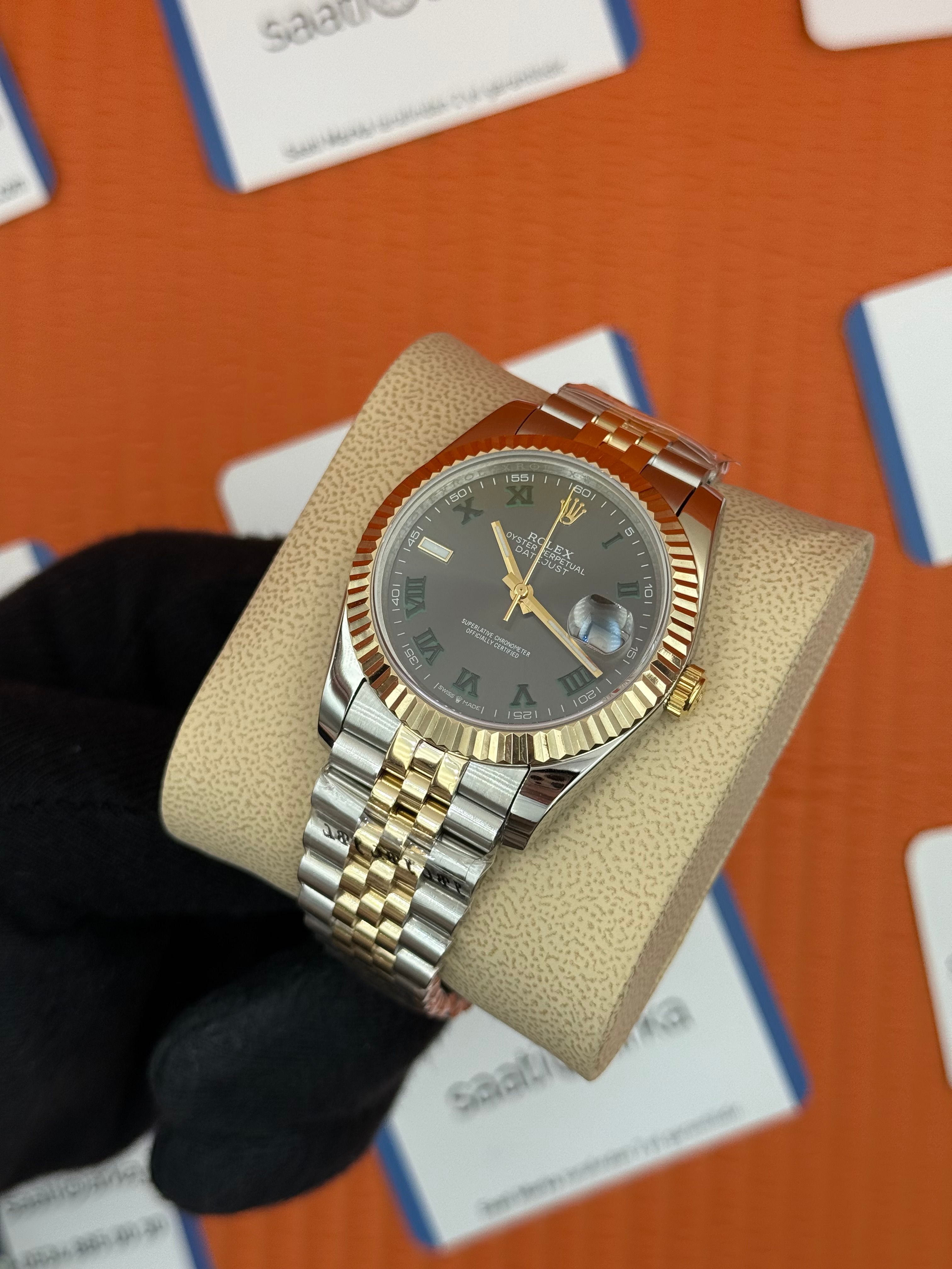 ROLEX Datejust wimbledon grey dial goldsilver jubilee kordon