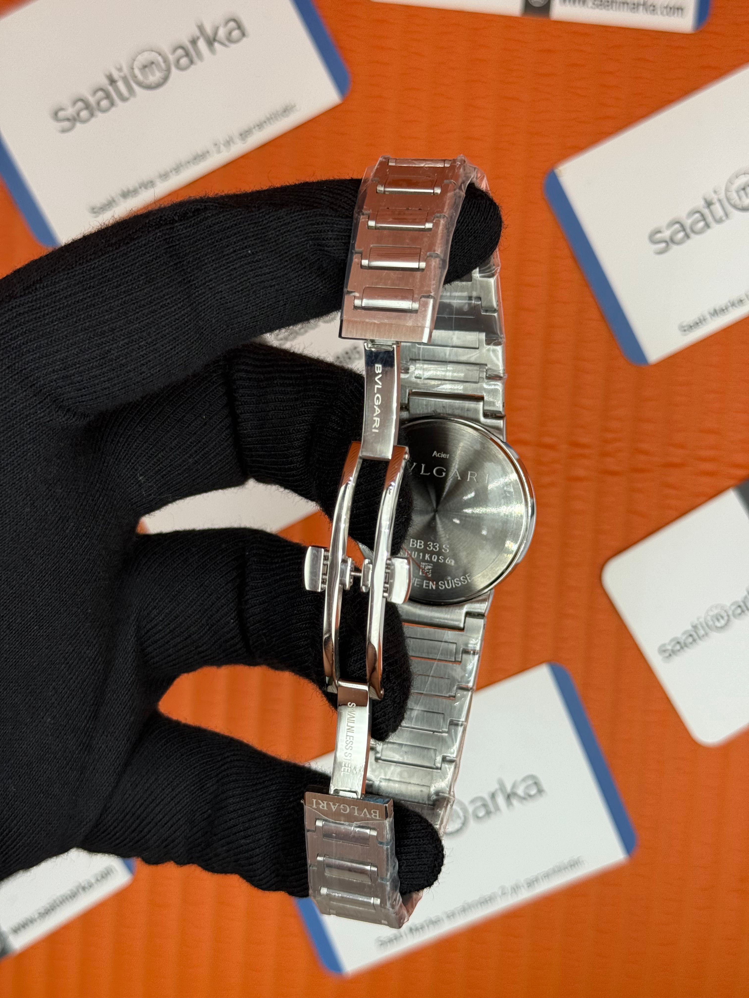 BVLGARI  toz pembe kadran silver kasa kordon kadın kol saati