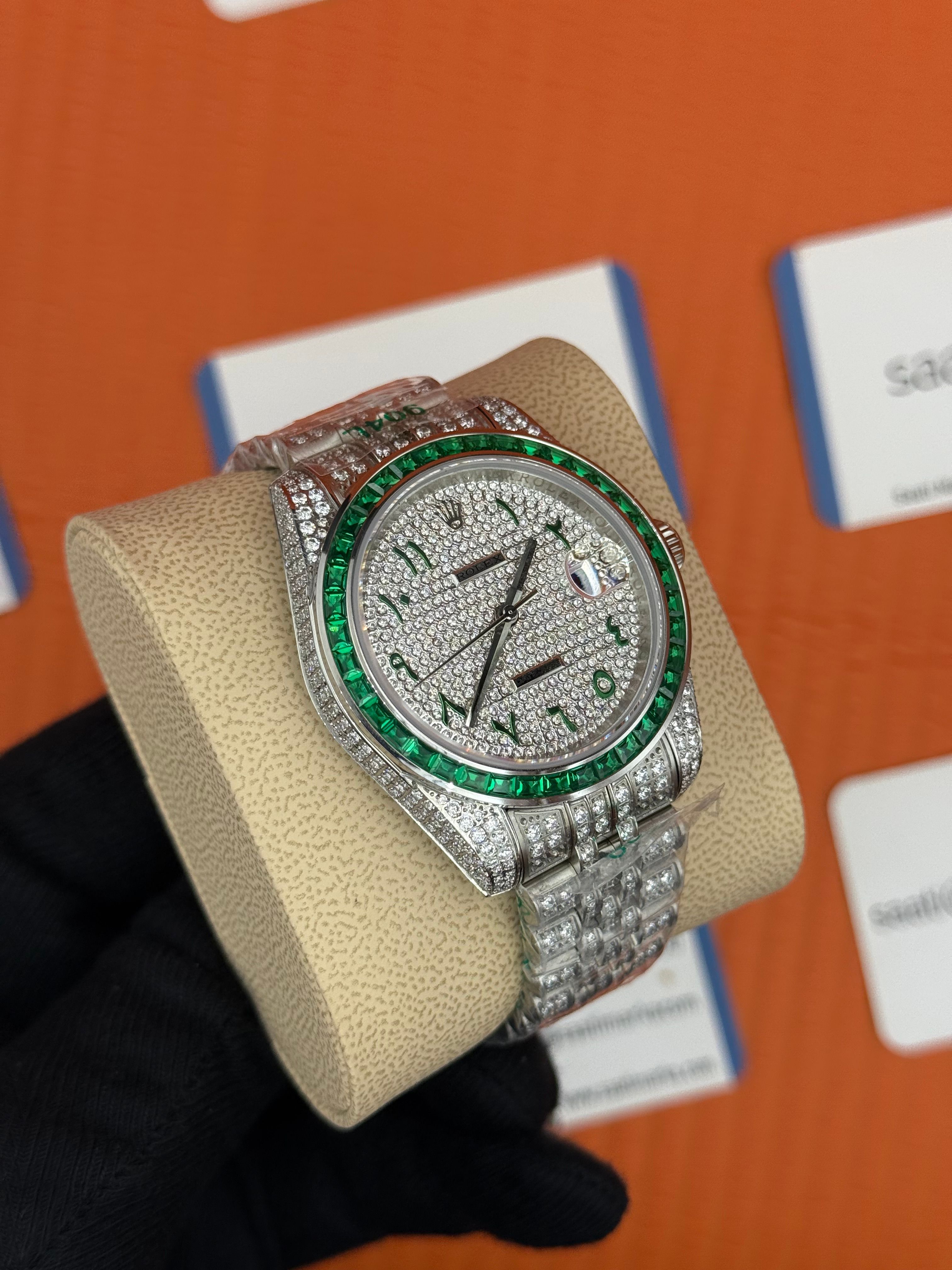 ROLEX Datejust arabic dial full diamond 41mm silver