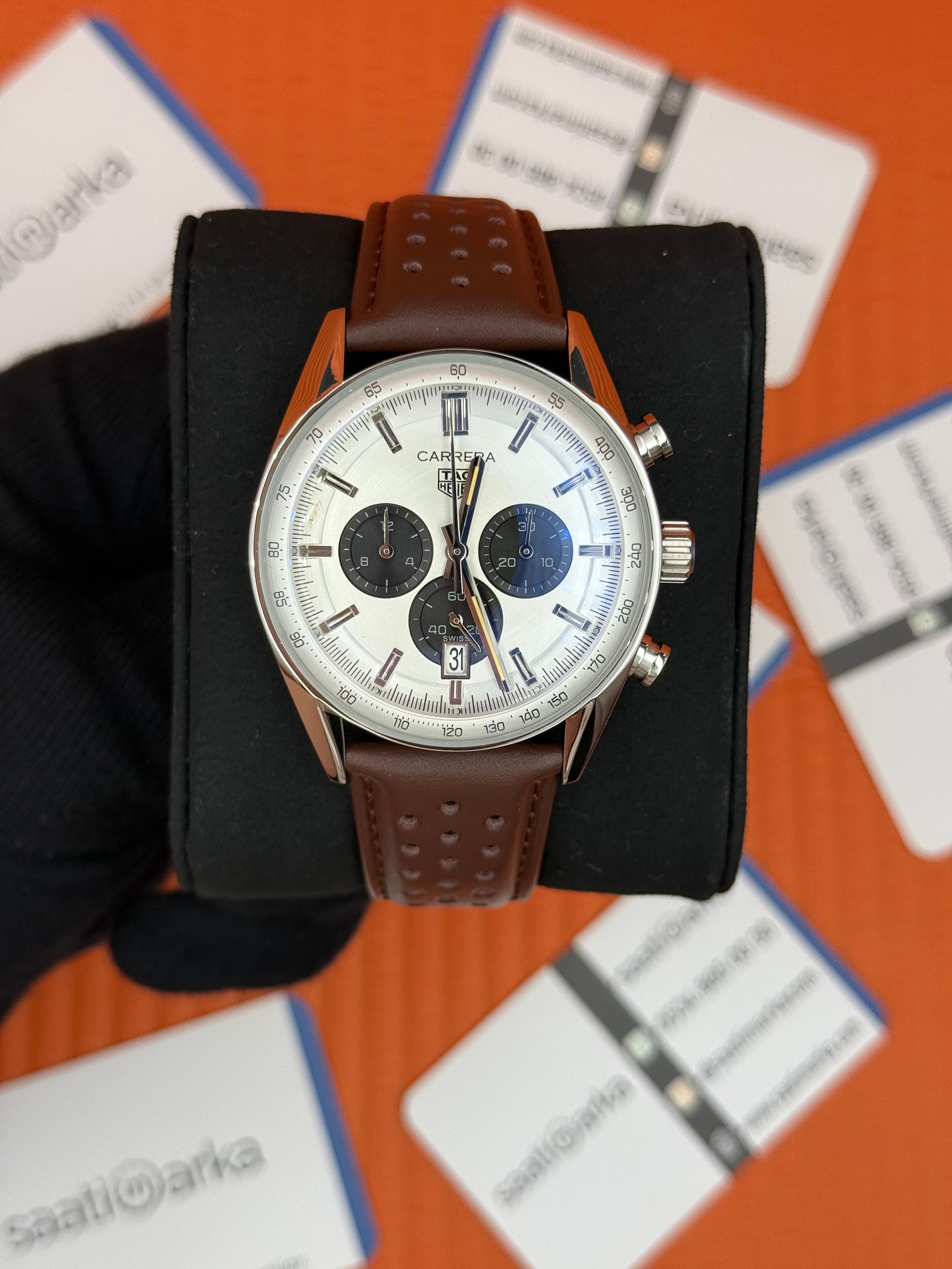 TAGHEUER CARRERA TELEMETER KAHVERENGİ DERİ KORDON 