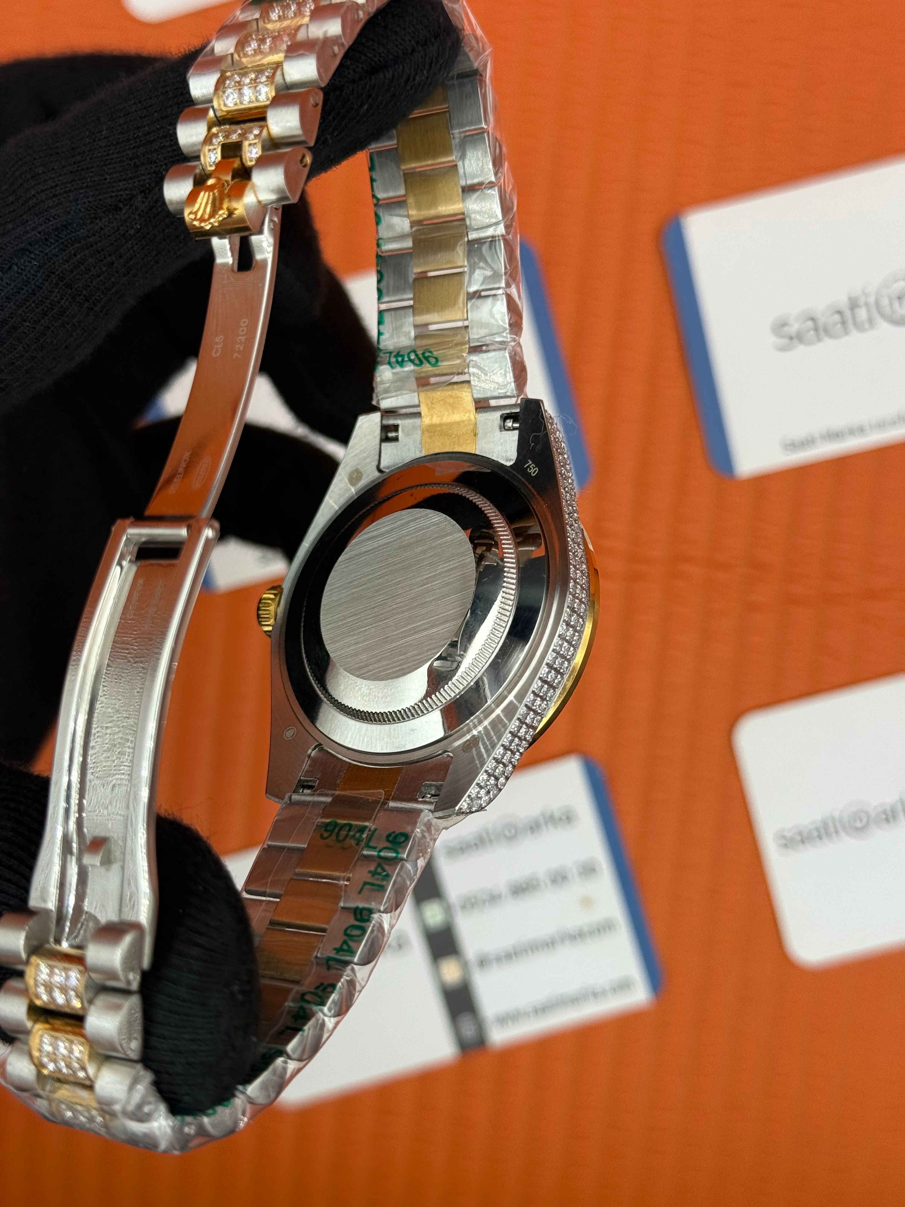 ROLEX Datejust roma rakamlı kadran taşlı kasa kordon gold silver