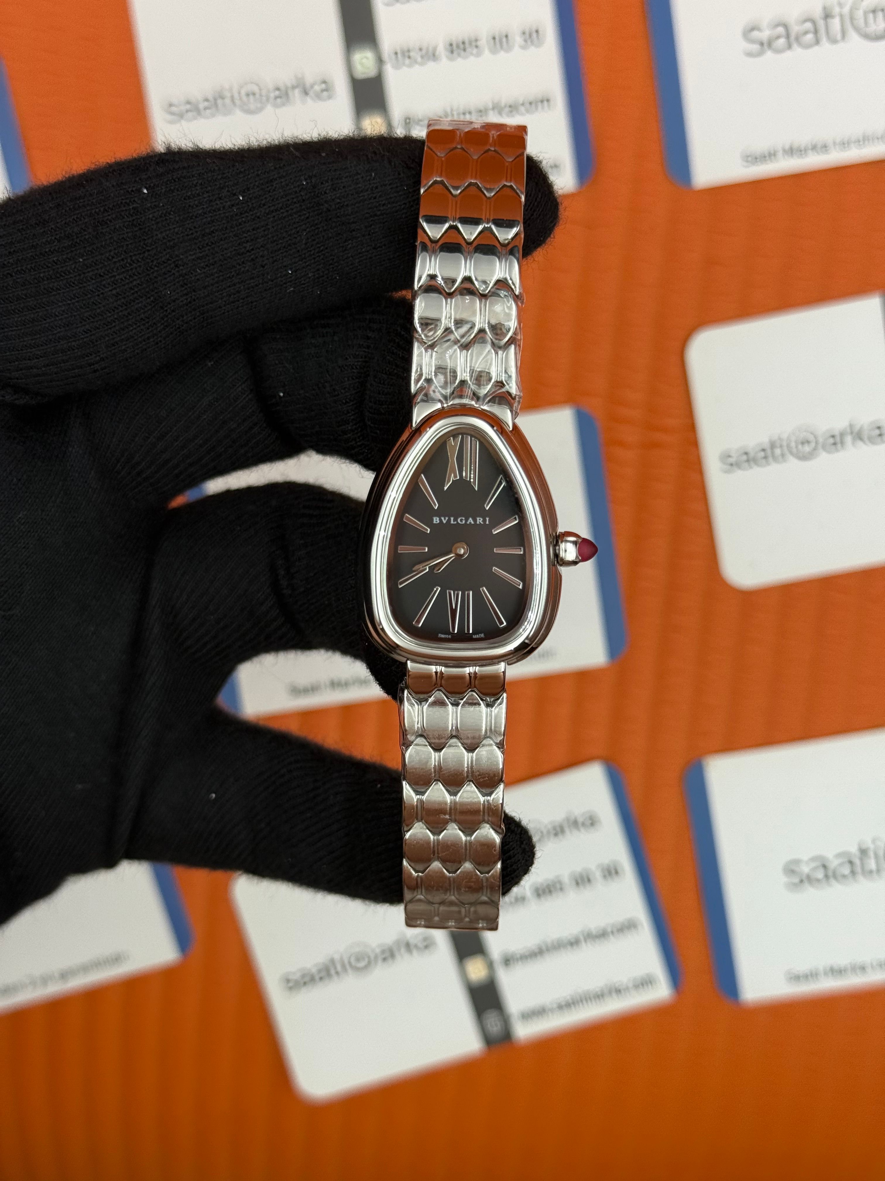 BVLGARİ serpenti seduttori siyah kadran silver kasa kordon kadın kol saati
