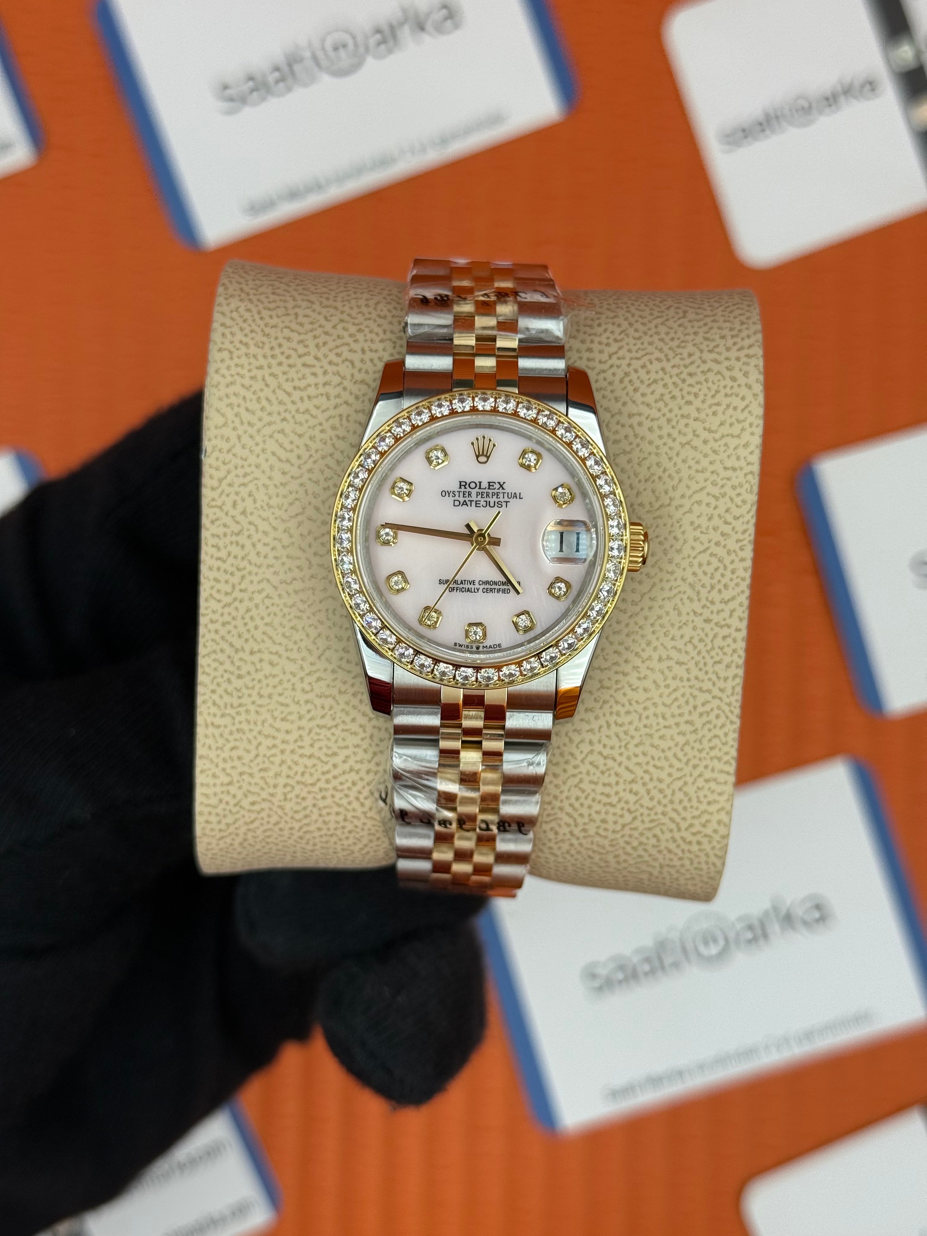 ROELX datejust 31mm toz pembe kadran gold silver jubilee kordon