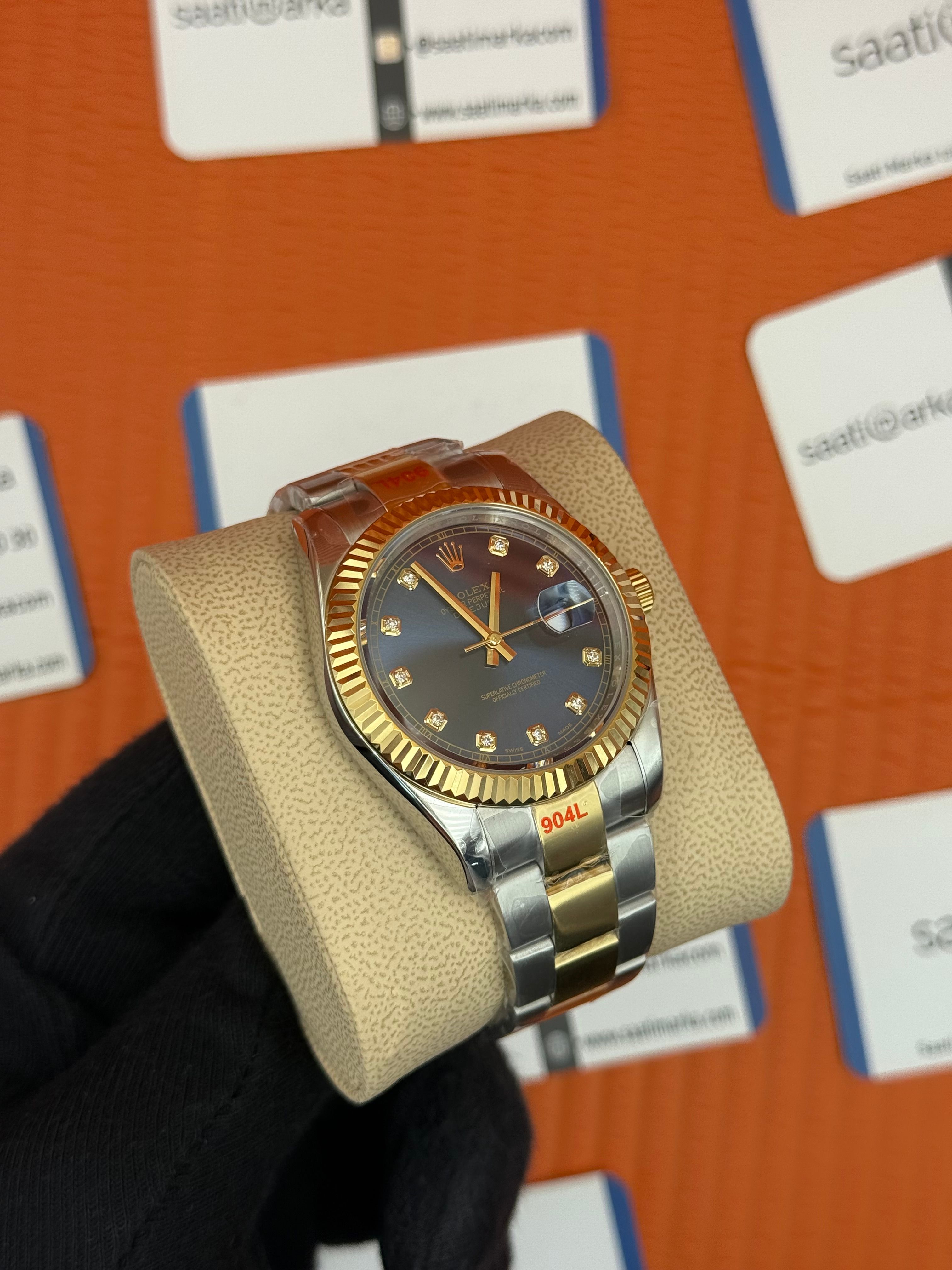 ROLEX Datejust vaget taşlı blue dial oyster gold-silver kordon