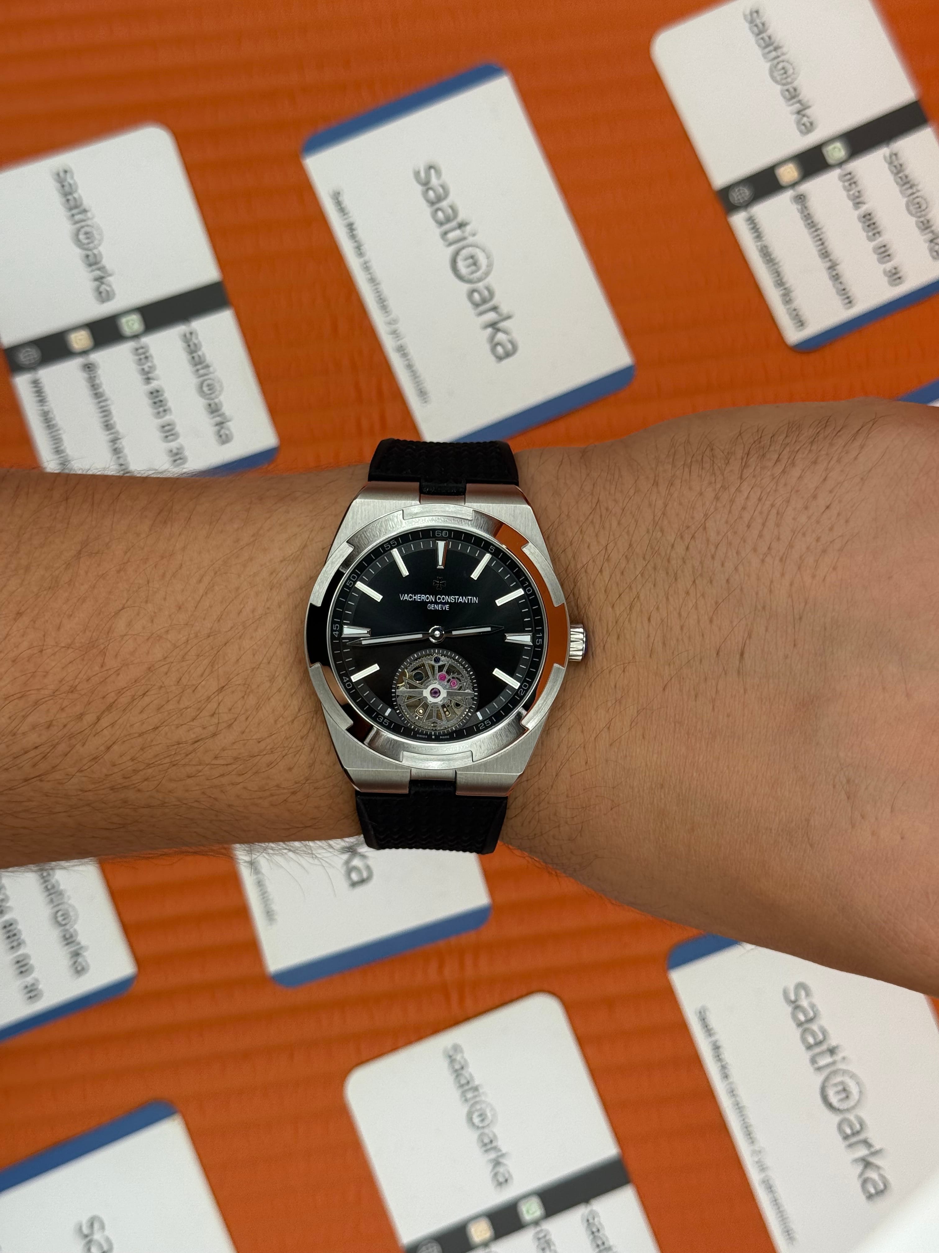 VACHERON CONSTANTIN overseas tourbillon siyah kadran silver kasa siyah kauçuk kordon erkek kol saati