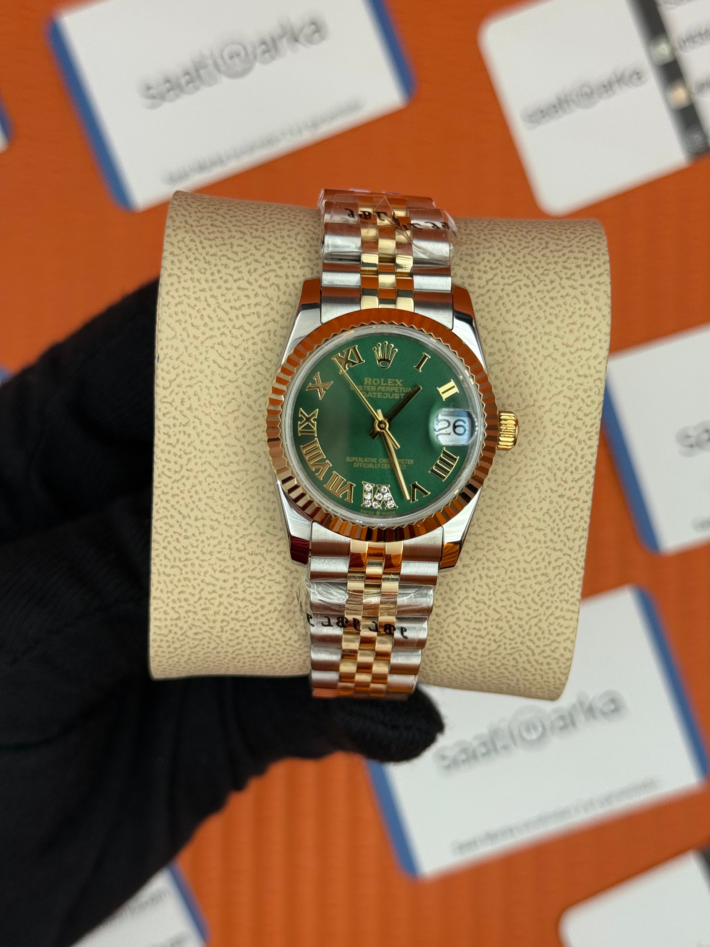 ROLEX datejust 31mm yeşil kadran gold silver jubilee kordon