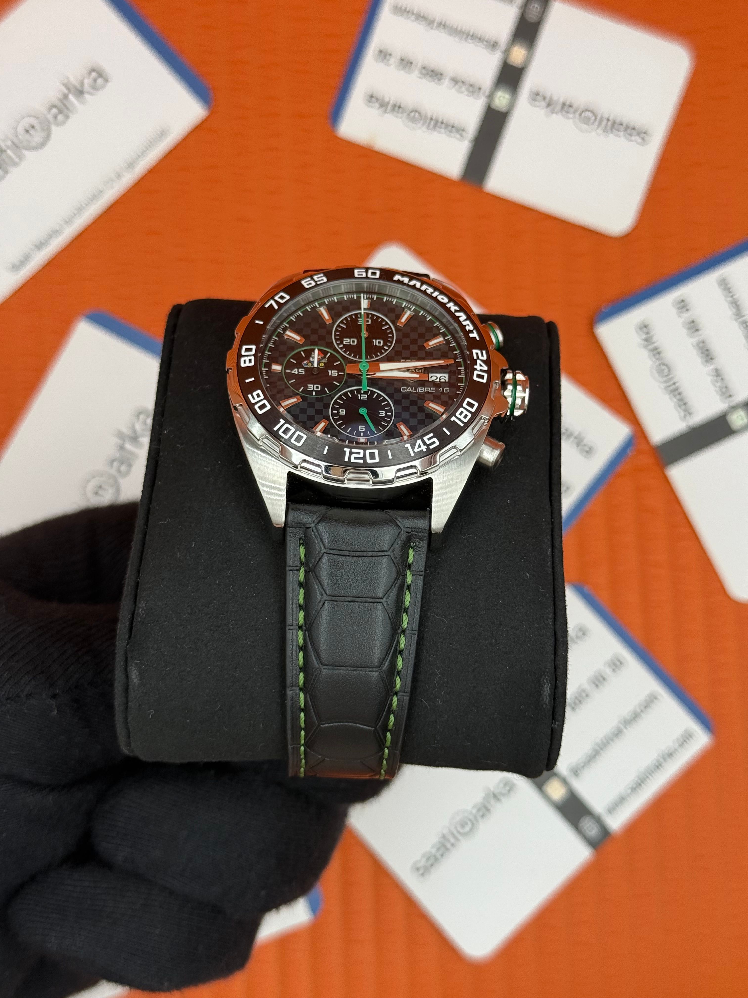 TAGHEUER FORMULA SİYAH DERİ KORDON  SİYAH YEŞİL DETAYLI KADRAN 