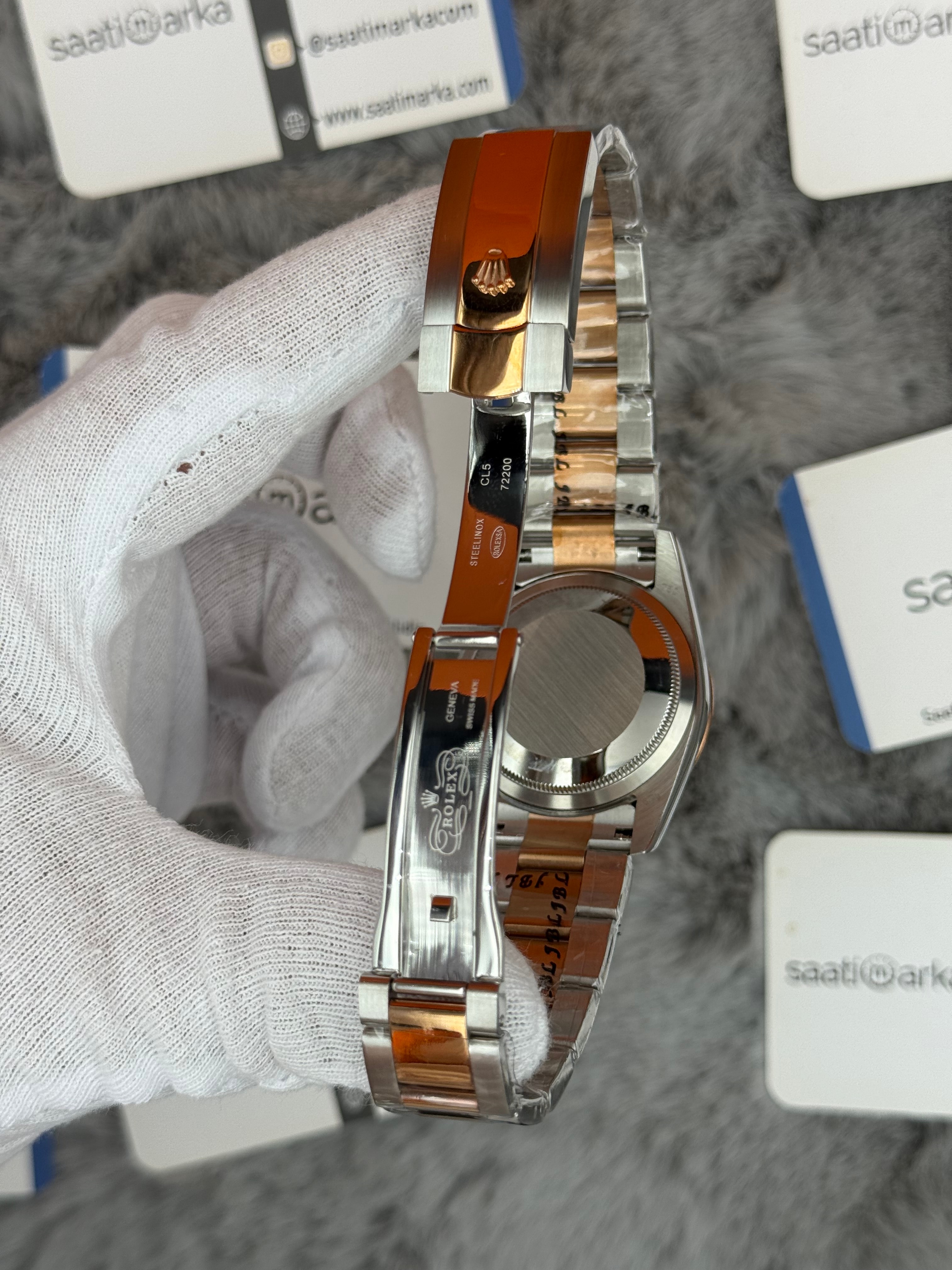 ROLEX Datejust 36mm rose kadran taşlı bezel silver kasa rose silver oyster kordon