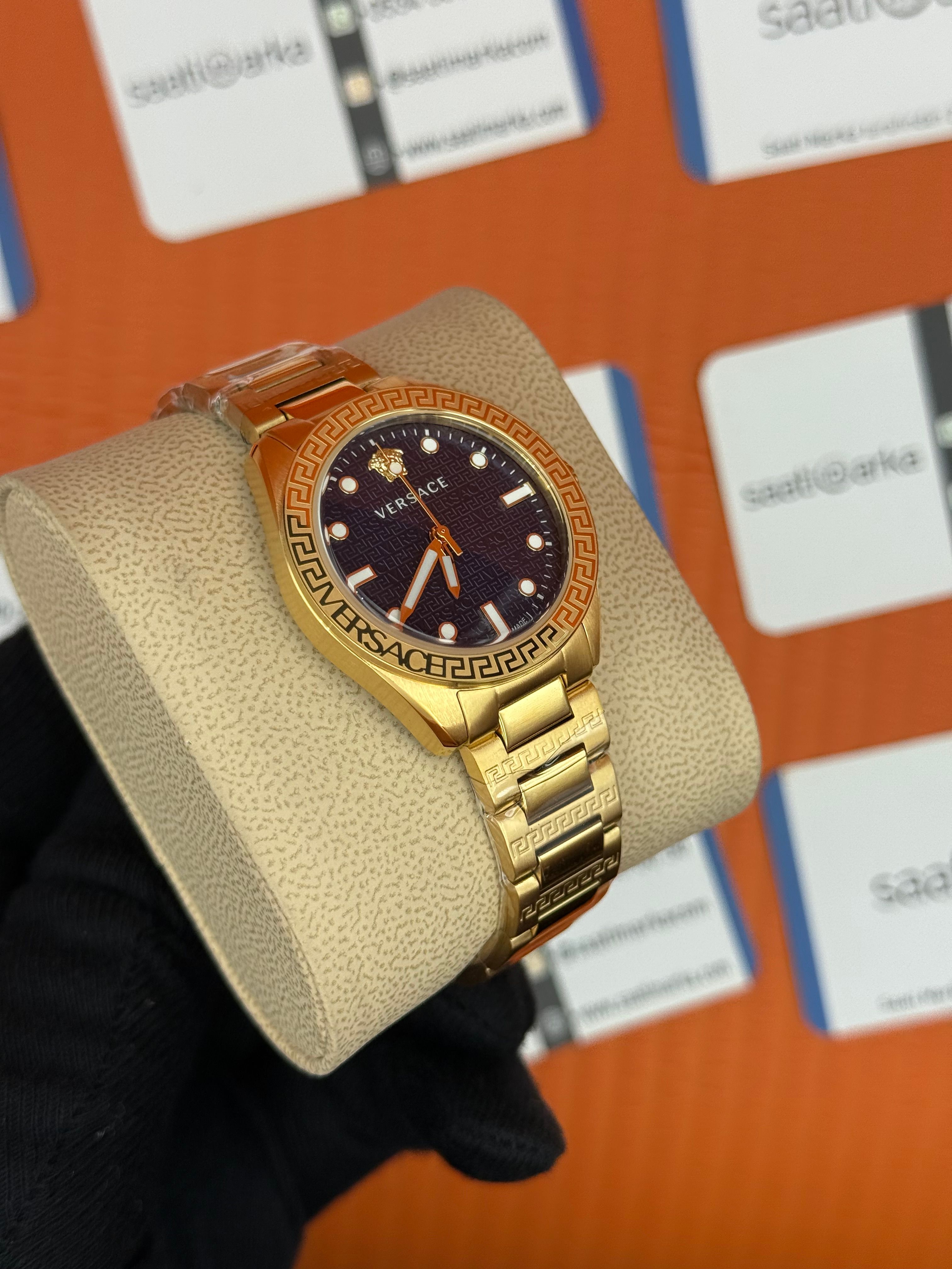VERSACE lacivert kadran gold kasa kordon kadın kol saati