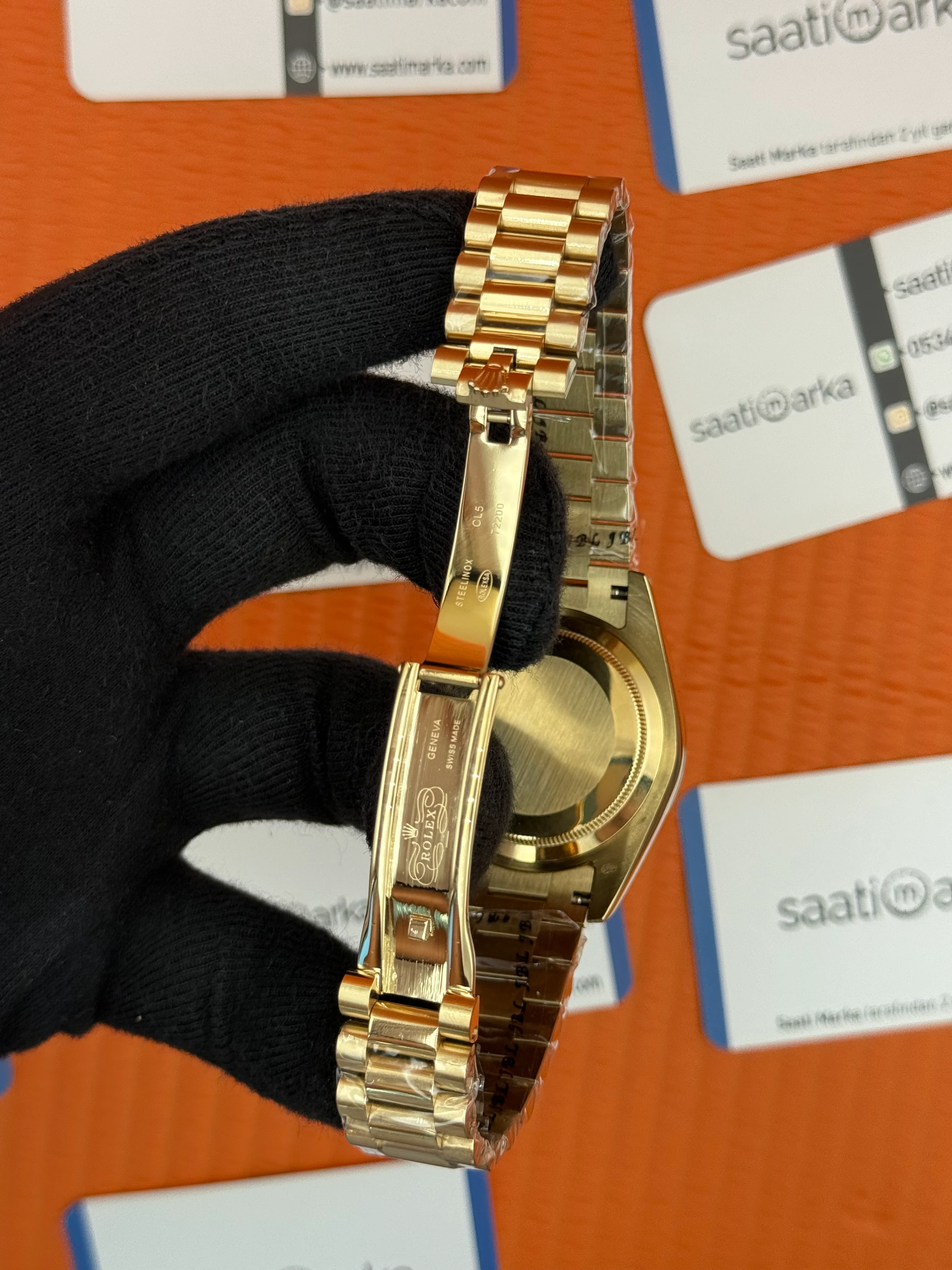 ROLEX Day Date taşlı kadran-bezel gold president kordon