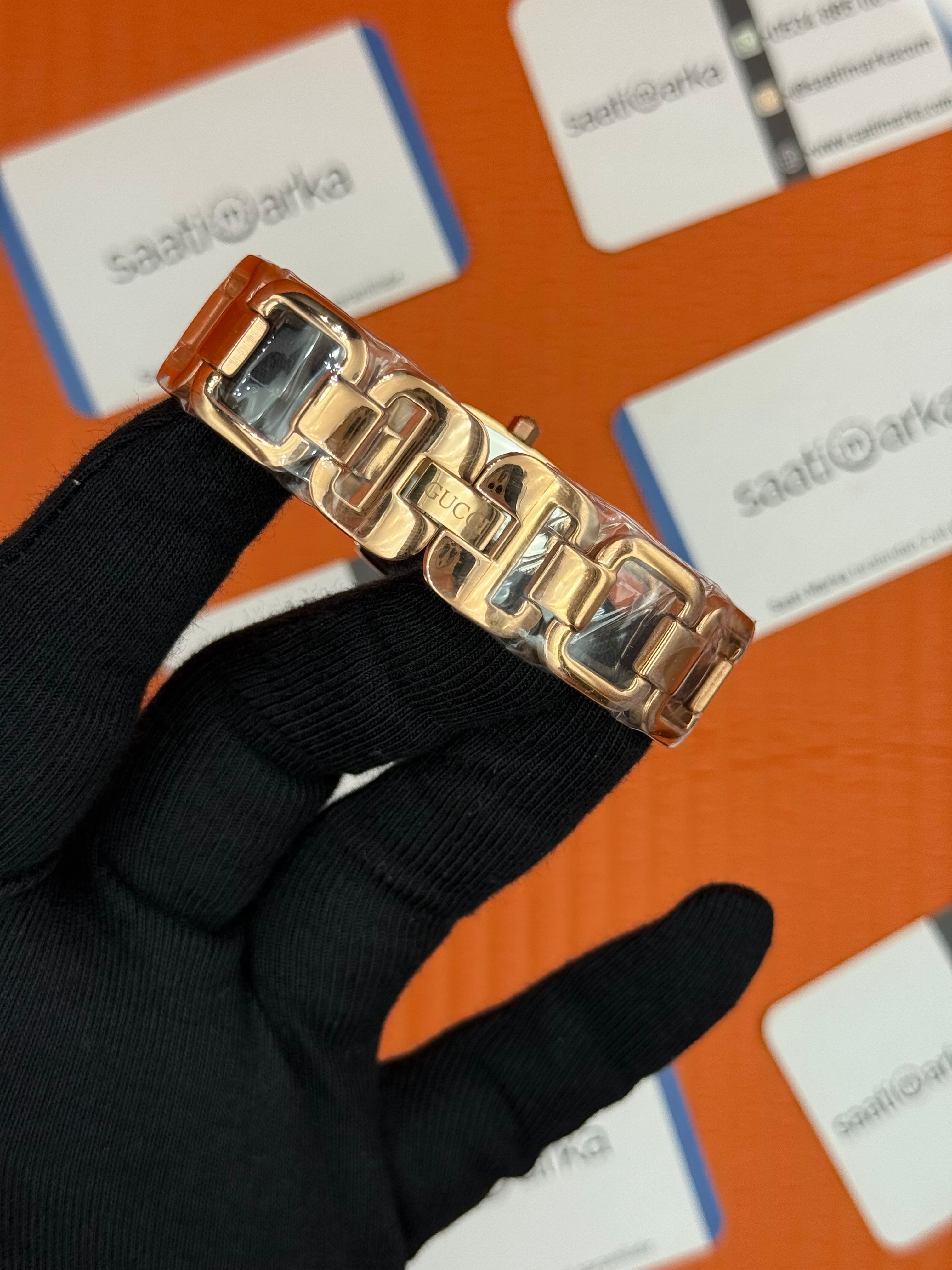 GUCCI YA125513 sedefli kadran rose kasa kordon kadın kol saati