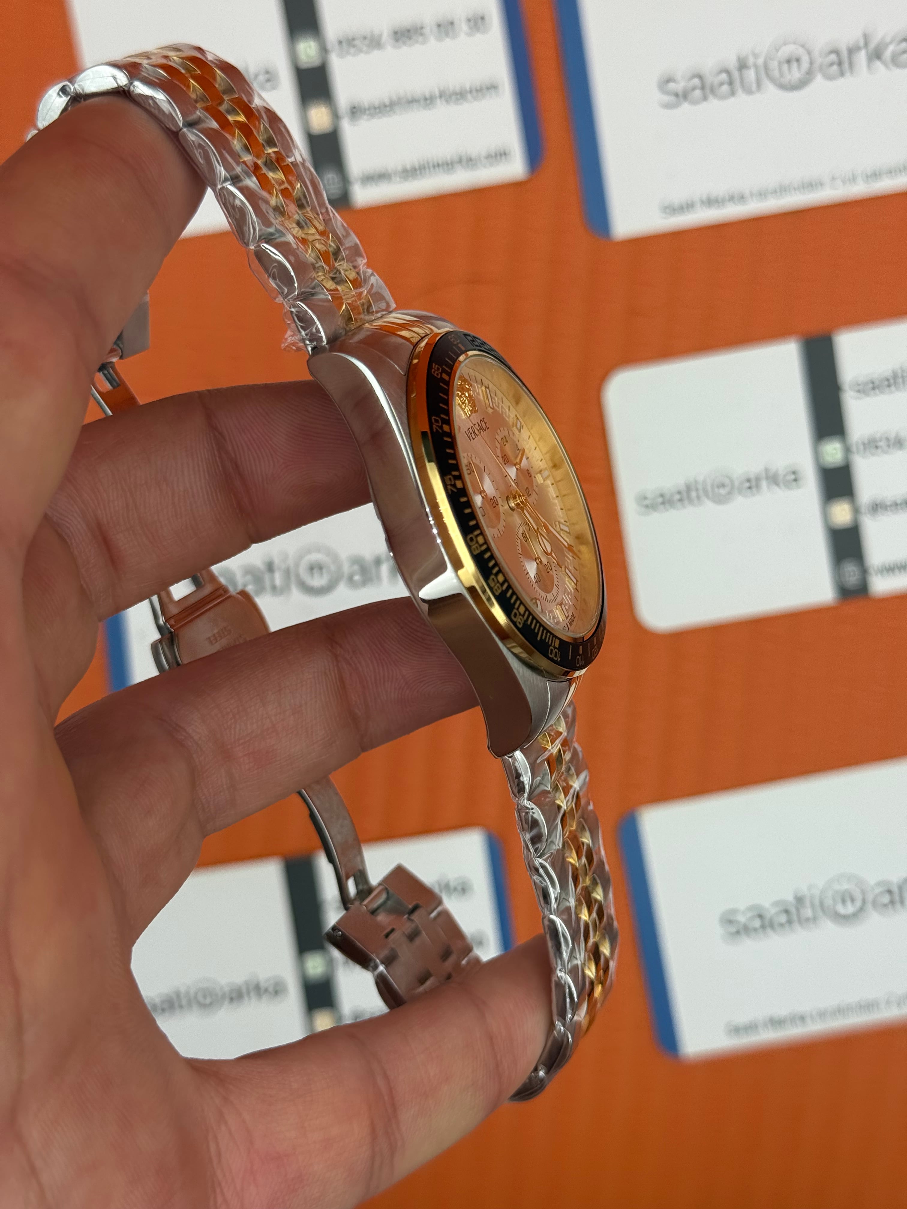 VERSACE beyaz kadran gold kasa kordon jubilee erkek kol saati