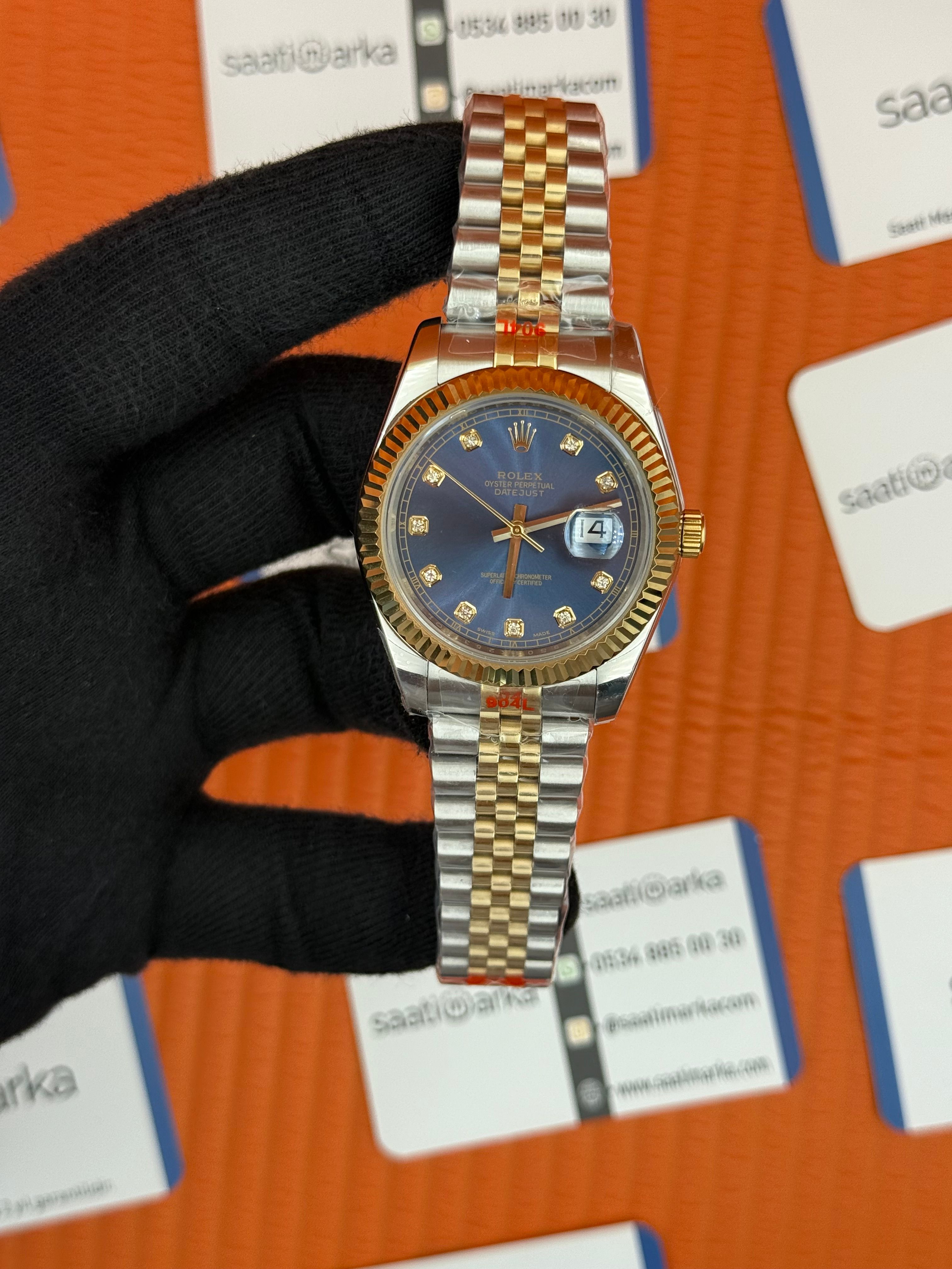 ROLEX Datejust baget taşlı blue dial gold-silver jubilee kordon