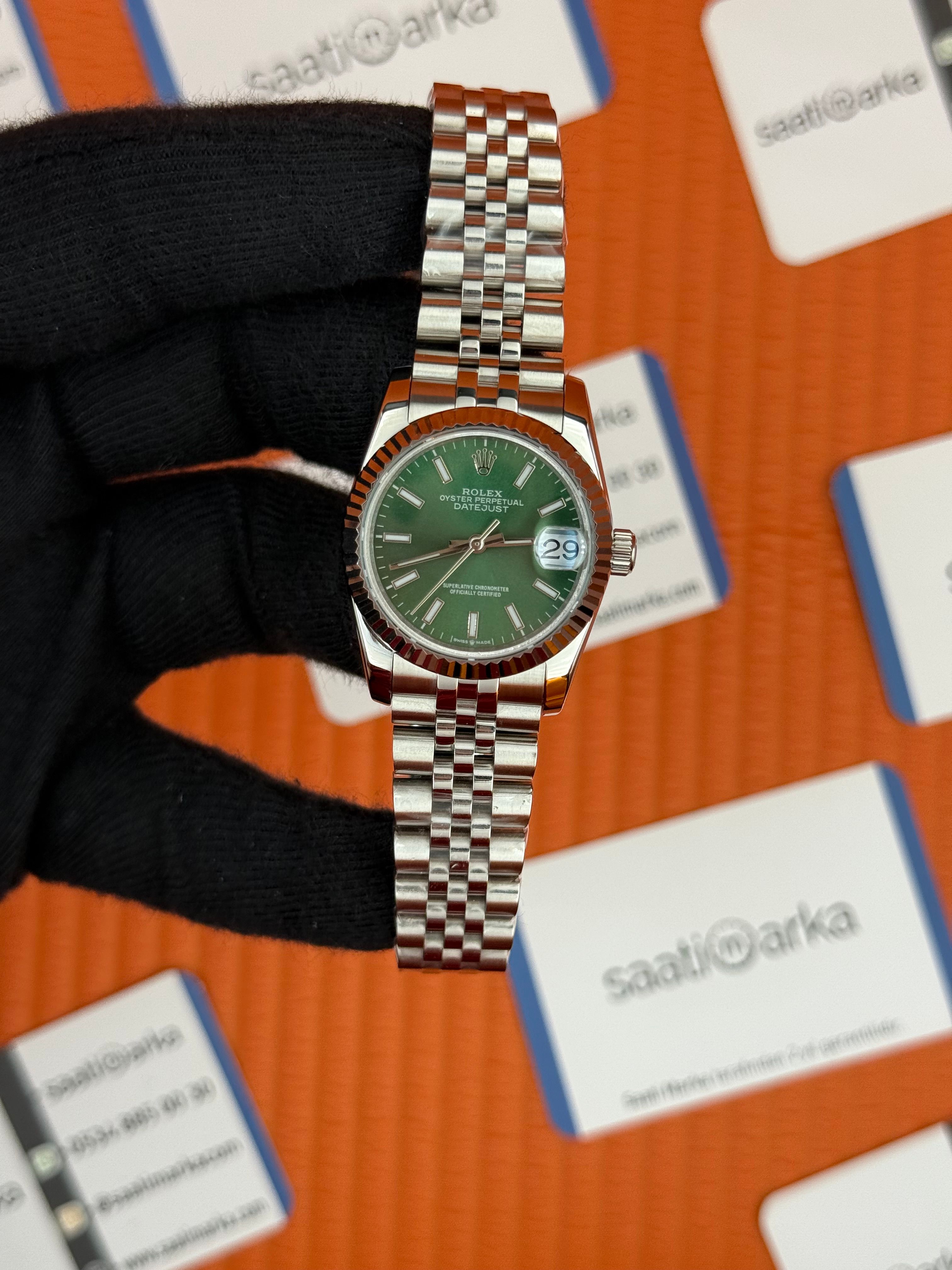 ROLEX datejust 31mm yeşil kadran silver jubilee kordon