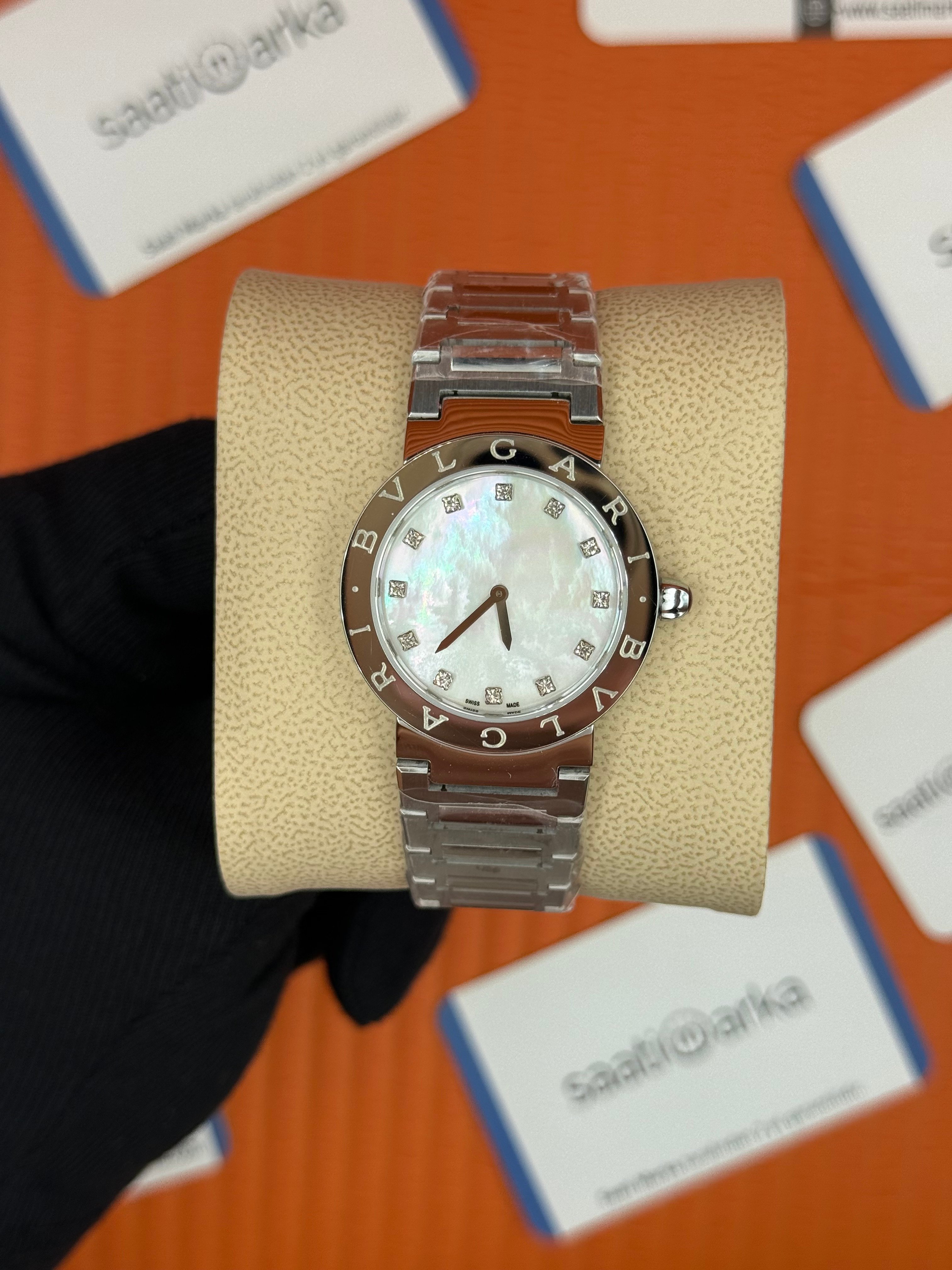 BVLGARI sedef kadran silver kasa kordon kadın kol saati