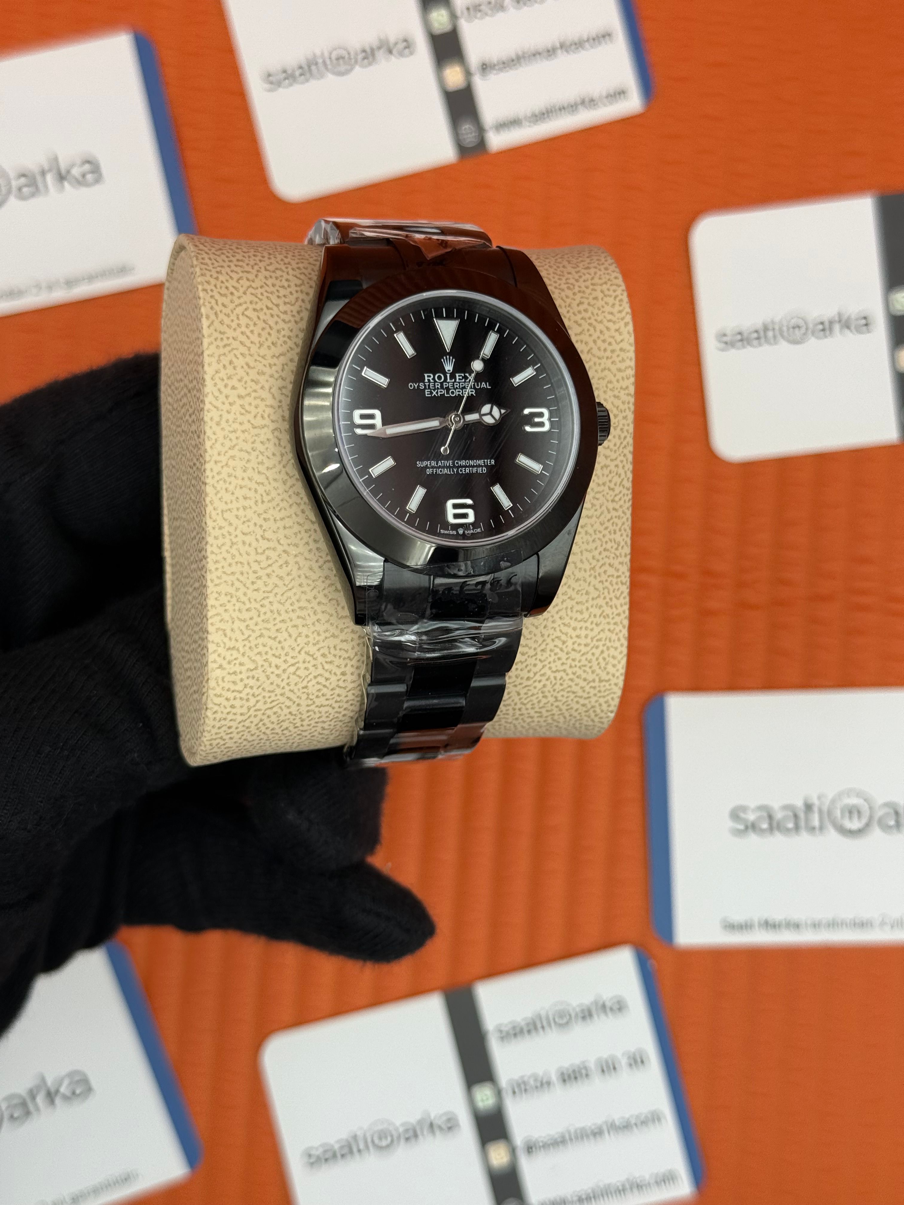 ROLEX OYSTER Perpetual blacil dial siyah çelik kasa-kordon