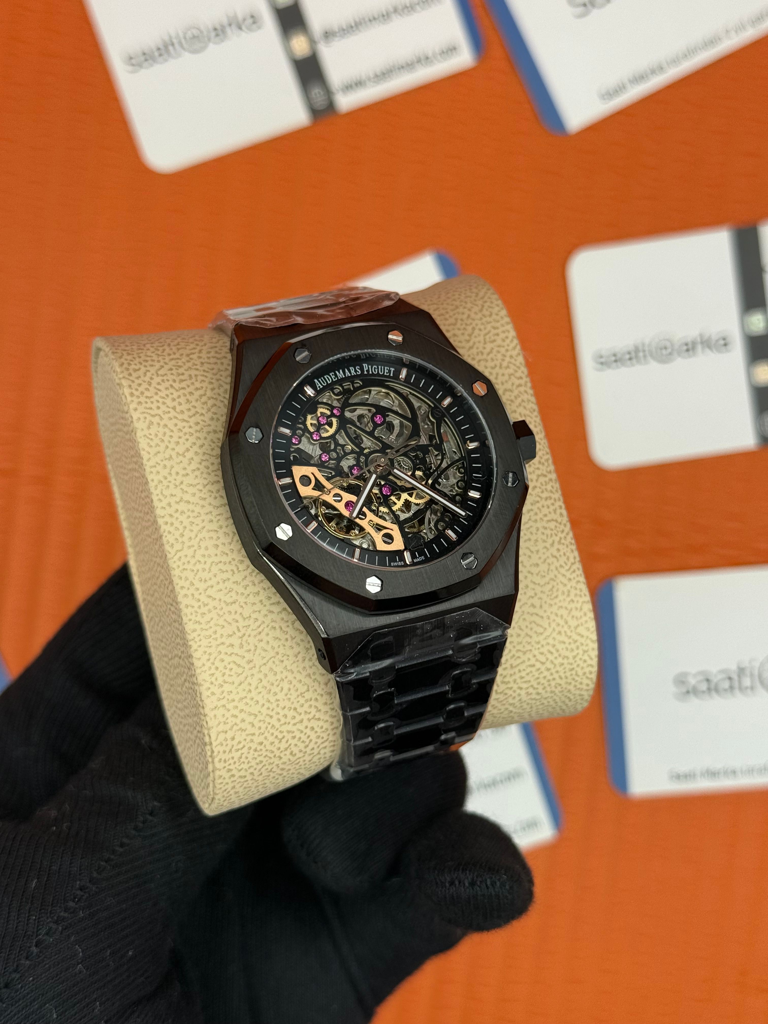 AUDEMARS PİGUET SEKELTON DİAL FULL BLACK AUTOMATİC MEKANİZMA 