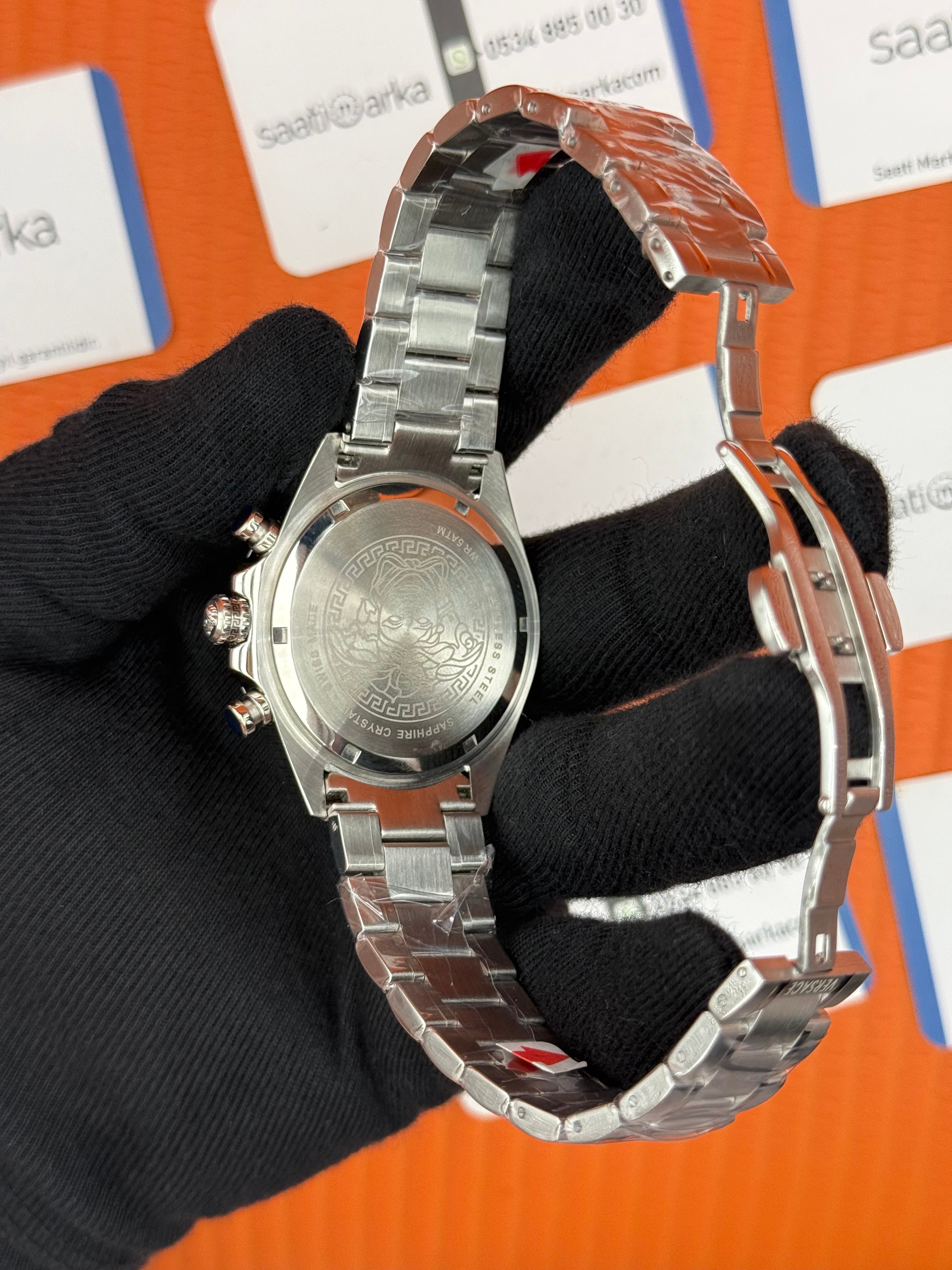 VERSACE beyaz kadran silver kasa kordon erkek kol saati