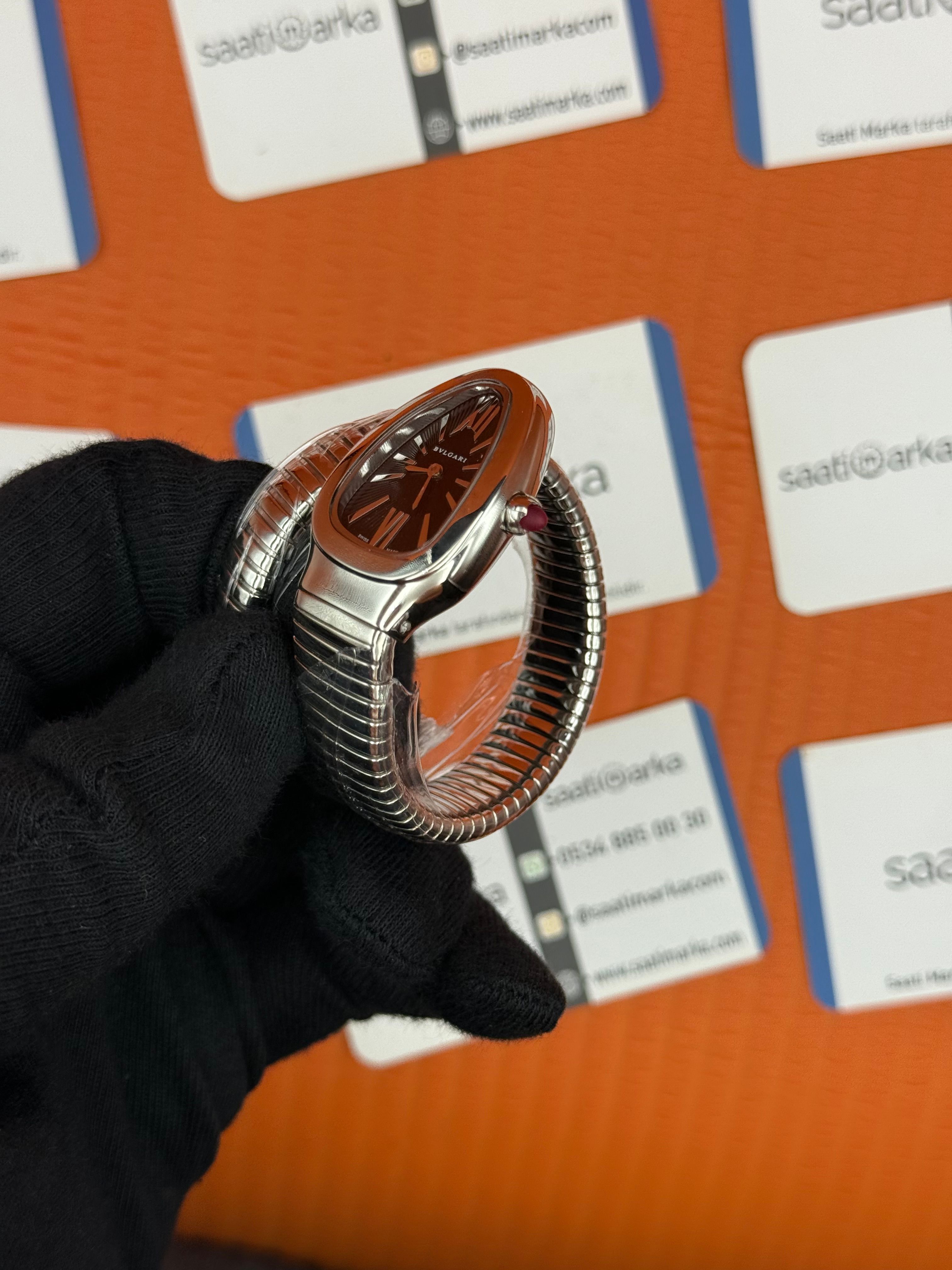 BVLGARİ serpenti tek sarma silver kordon siyah kadran kadın kol saati