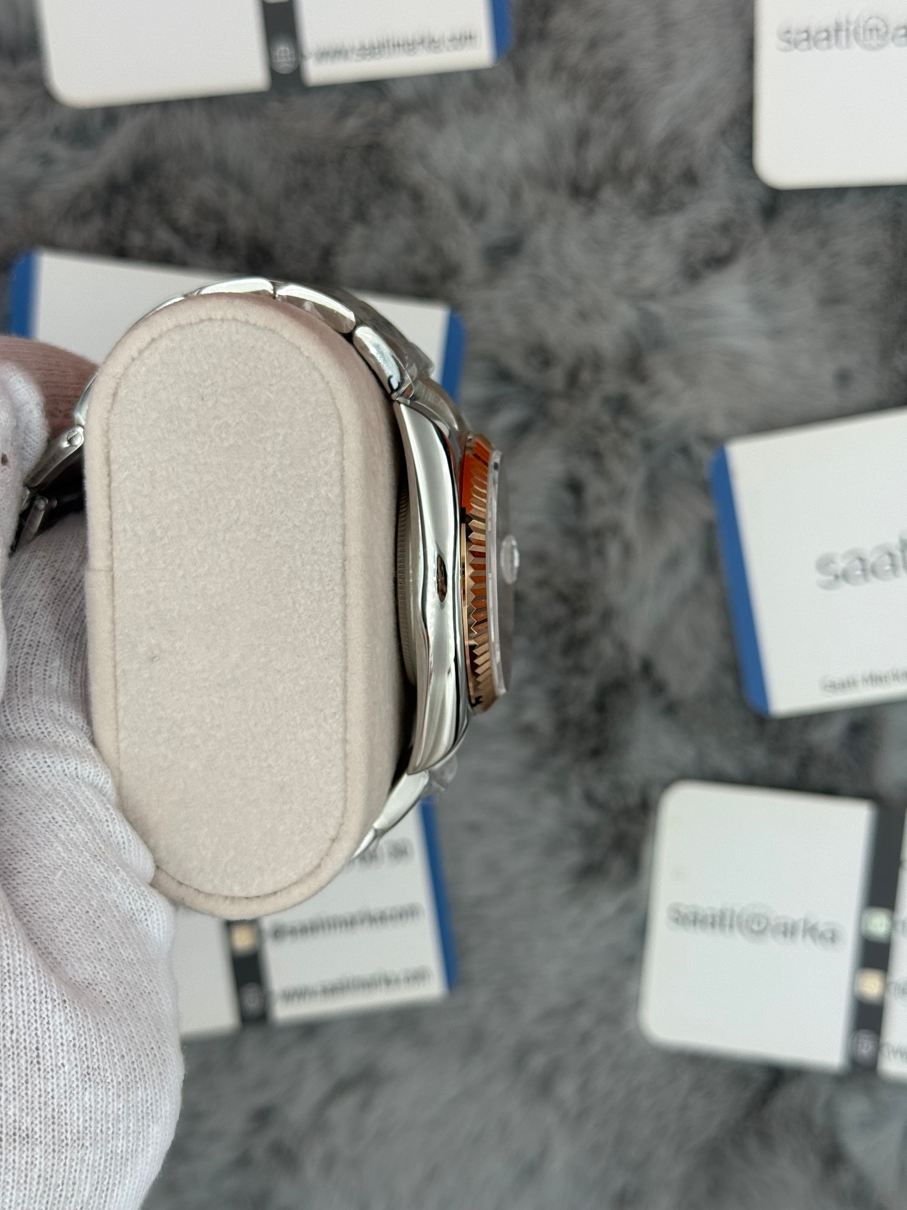 ROLEX Datejust 36mm beyaz kadran silver kasa rose silver oyster kordon 