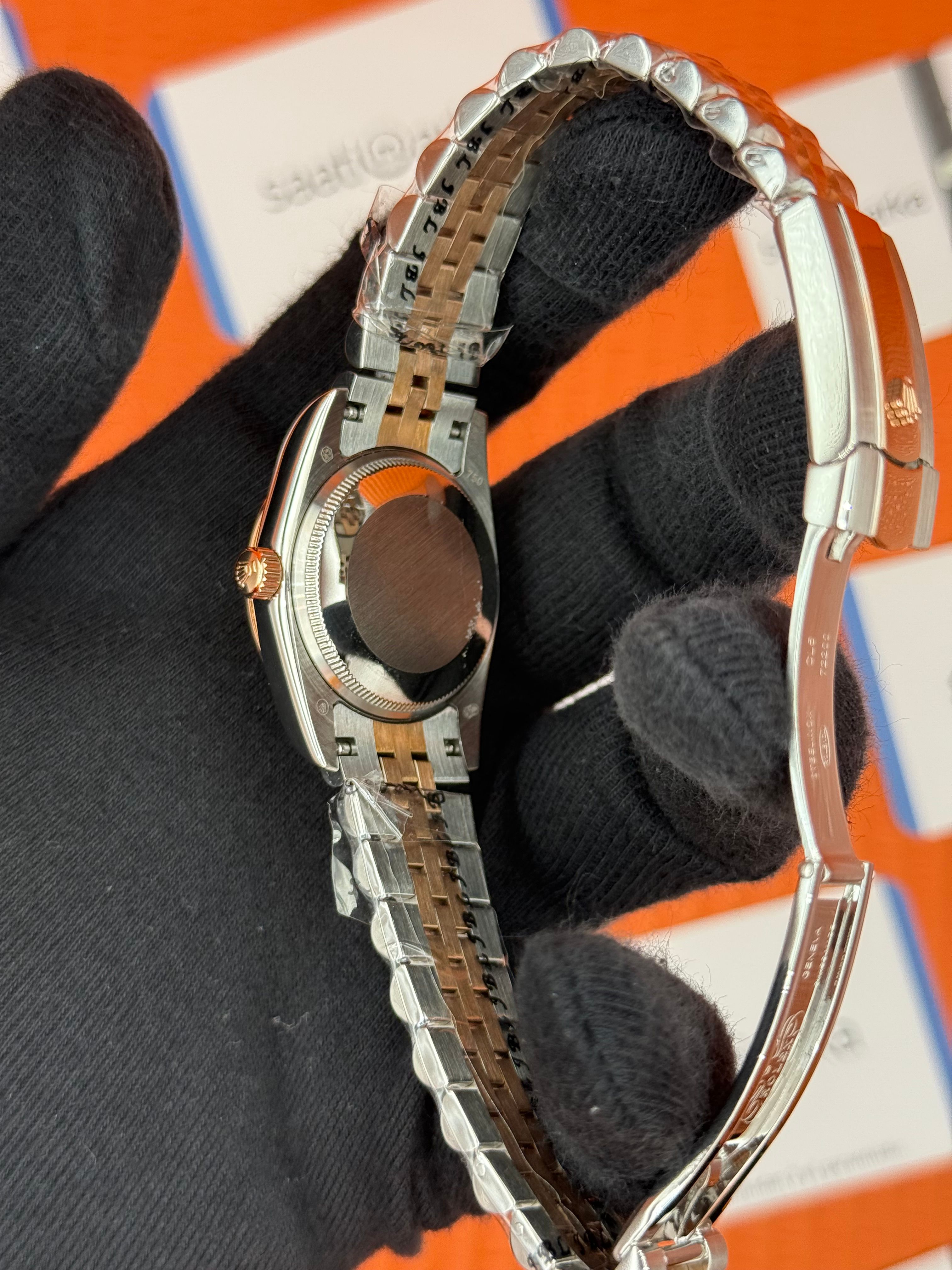 ROLEX datejust 31mm siyah baget taşlı kadran rose silver jubilee kordon