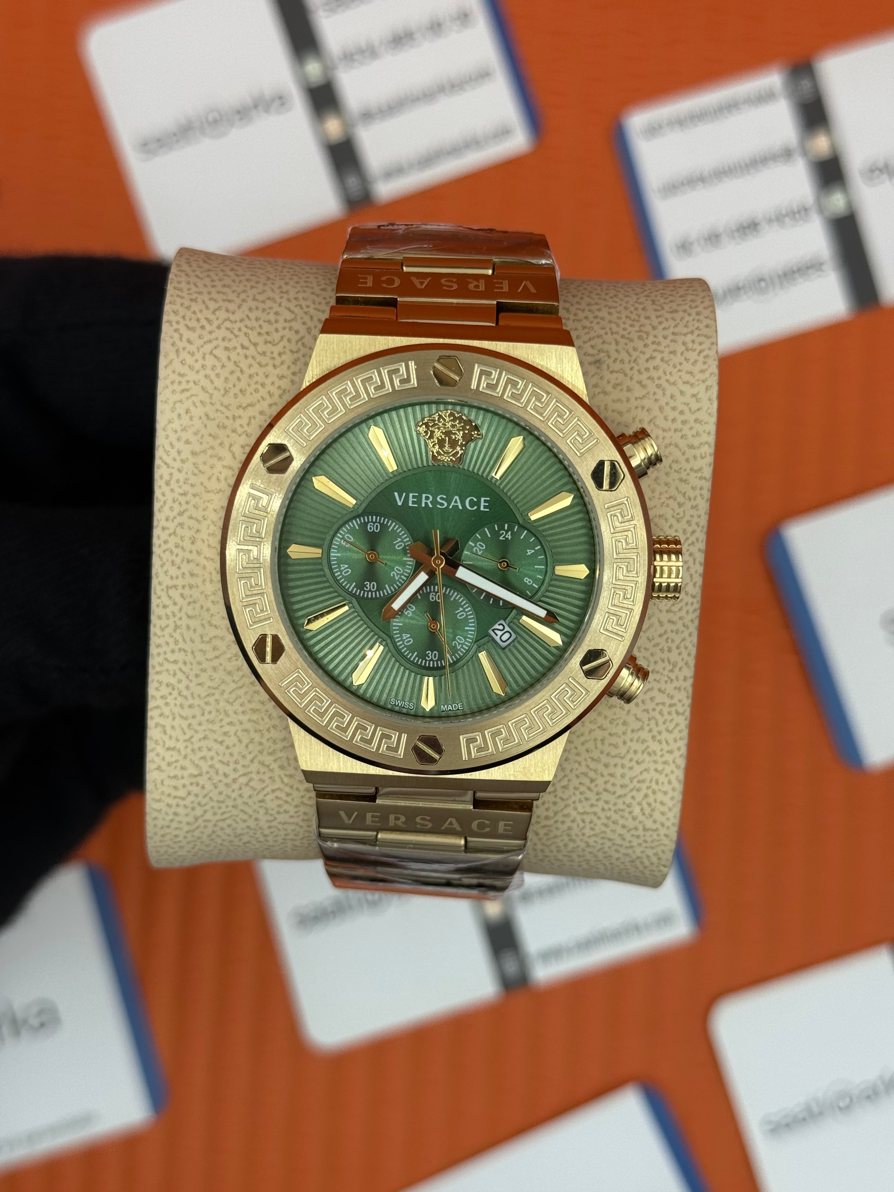 VERSACE ERKEK KOL SAATİ YEŞİL KADRAN GOLD KASA KORDON