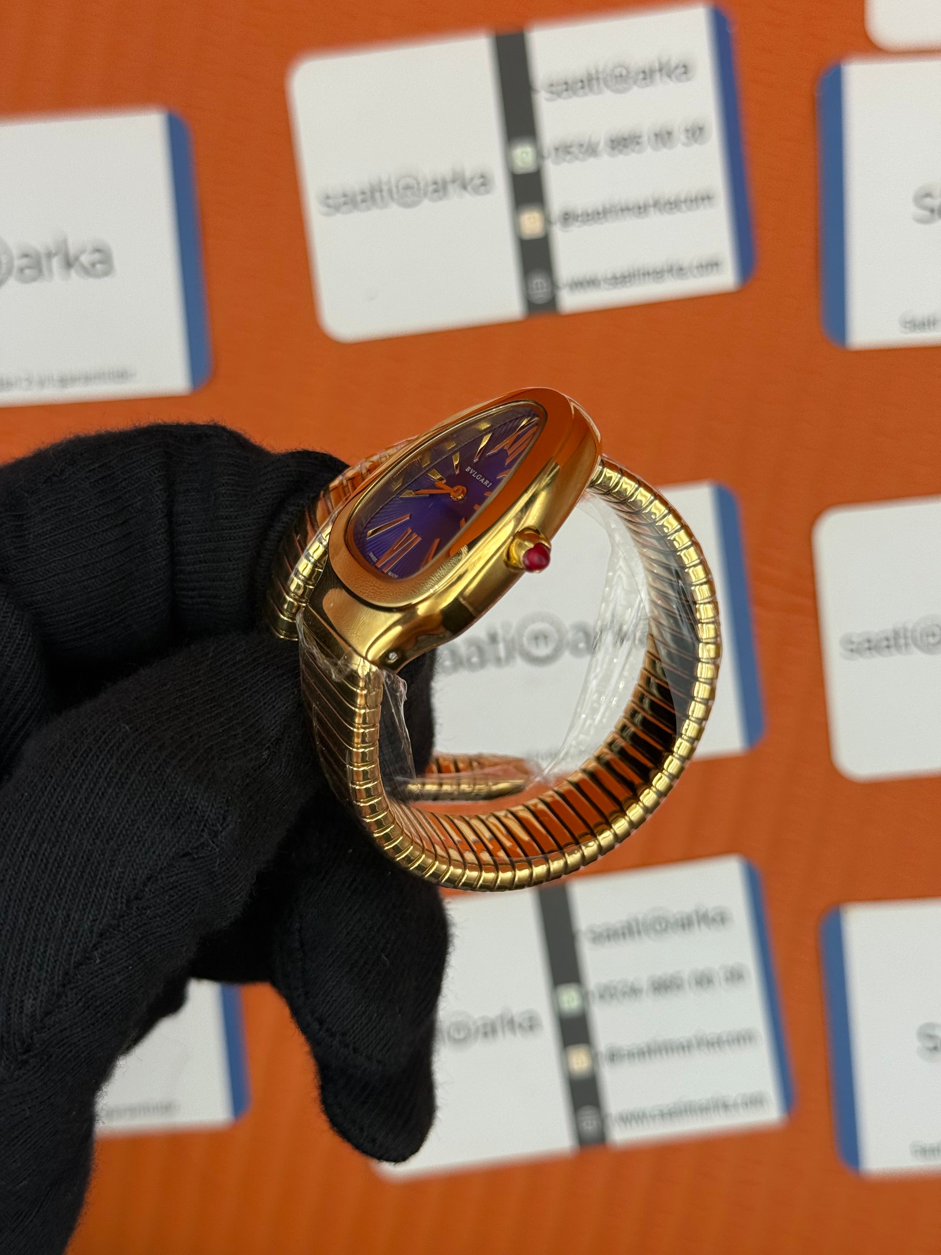 BVLGARİ serpenti tek sarma gold kordon mavi kadran kadın kol saati