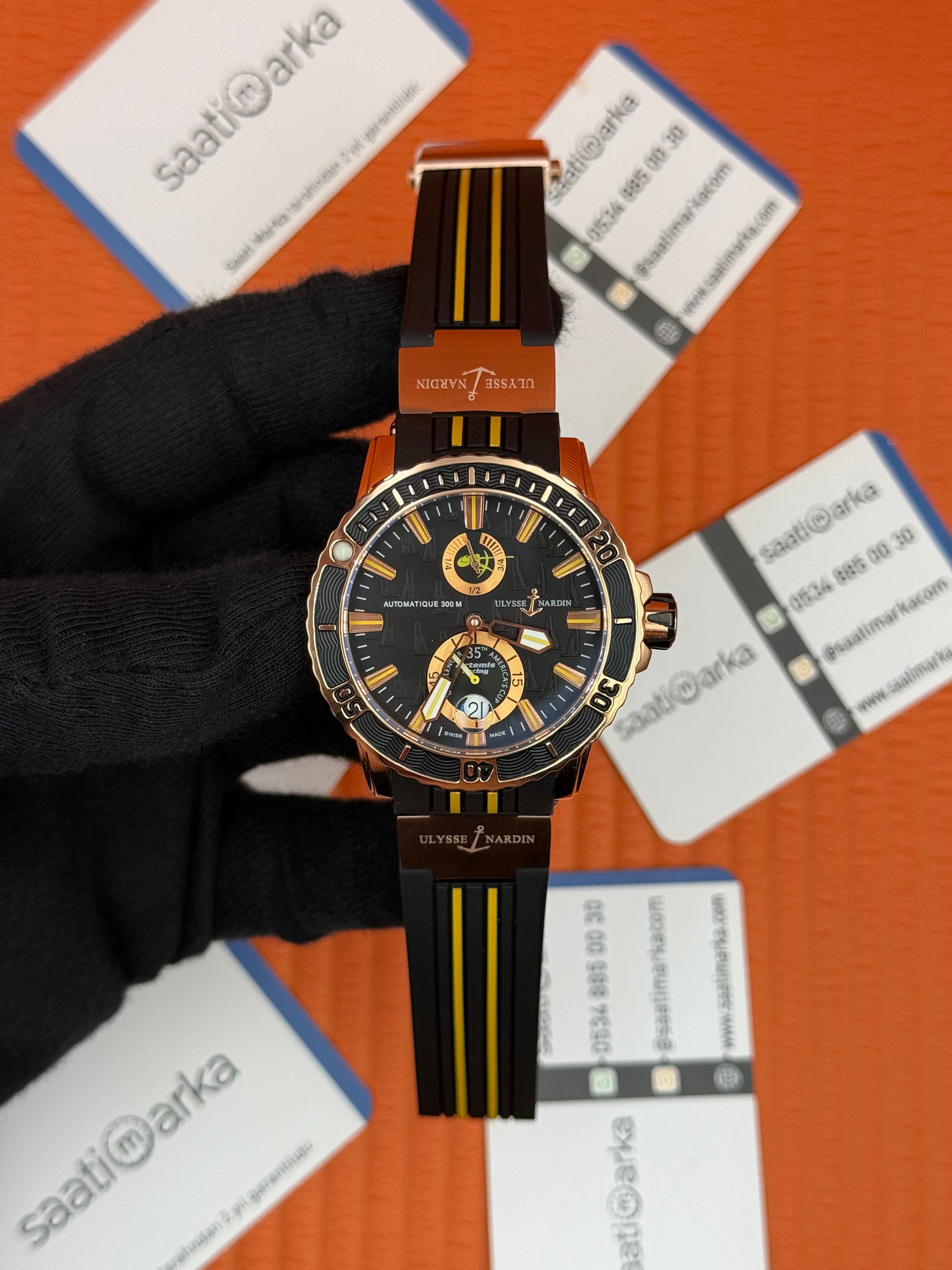 ULYSSE NARDİN MAXİMARİNE CHRONOMETER SİYAH KORDON ROSE KASA 